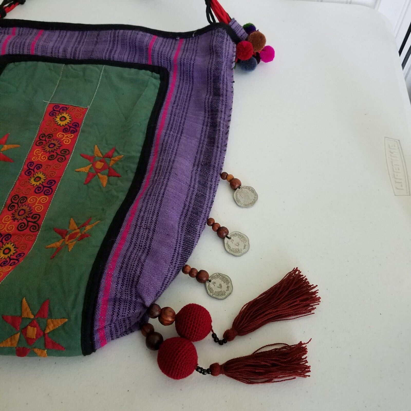 Vintage Pat Hilltribe Handmade Hippie Boho Bag Purse Handbag Tribal Size ONE SIZE - 6 Thumbnail