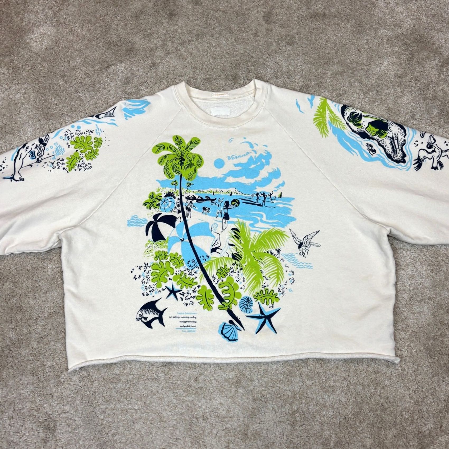 MOTHER Mother The Boost Crop Cut Off Sweatshirt Escape Route M Women's Size M / US 6-8 / IT 42-44 - 2 Thumbnail