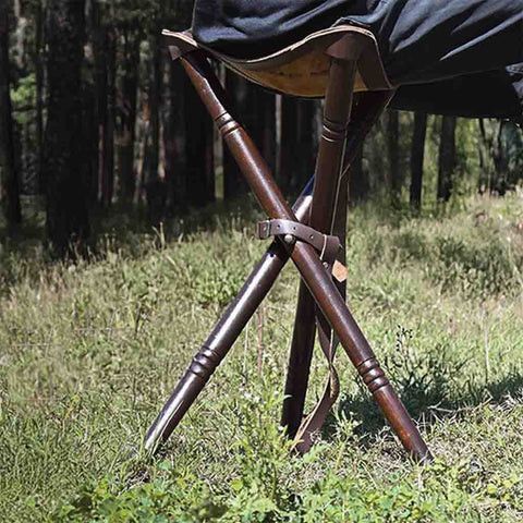 Handmade Portable Tripod Stool with Leather Seat 3-Legged Size ONE SIZE - 2 Thumbnail