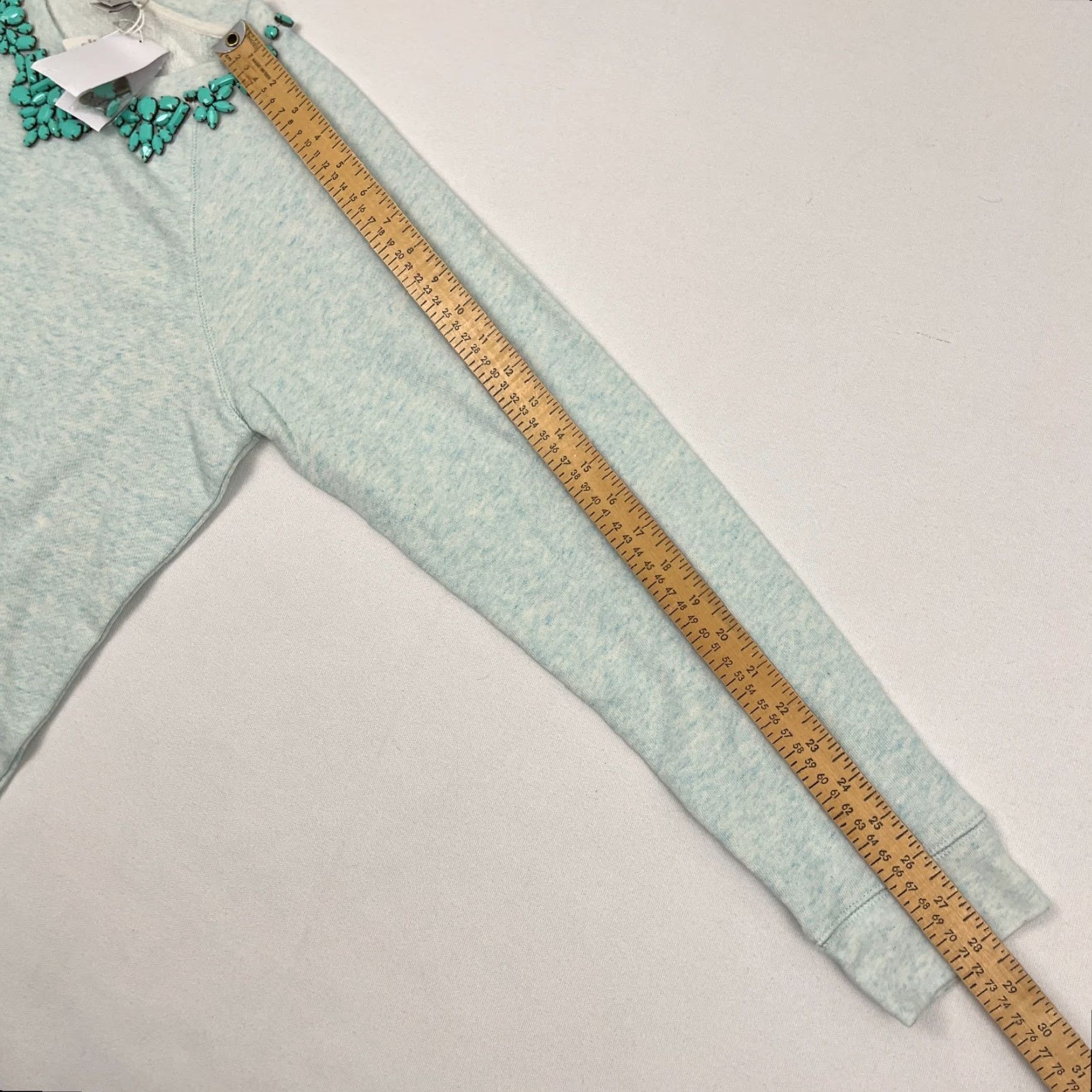 J.Crew J.CREW Sweatshirt Womens L Green Pullover Crew Neck Terry Beaded Necklace Statement NEW Size L / US 10 / IT 46 - 5 Thumbnail