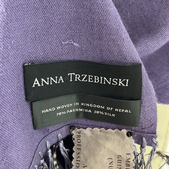 Designer × Handmade Anna Trzebinski Stole with Guinea Fowl Feather Pashmina Feat Size ONE SIZE - 8 Thumbnail