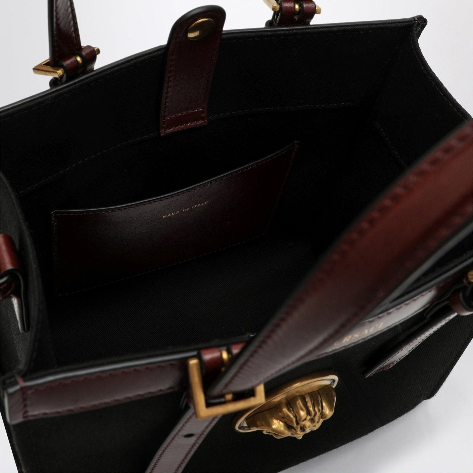 Versace VERSACE Riviere Mini Black Canvas Shopper Bag New & Authenti Size ONE SIZE - 4 Thumbnail