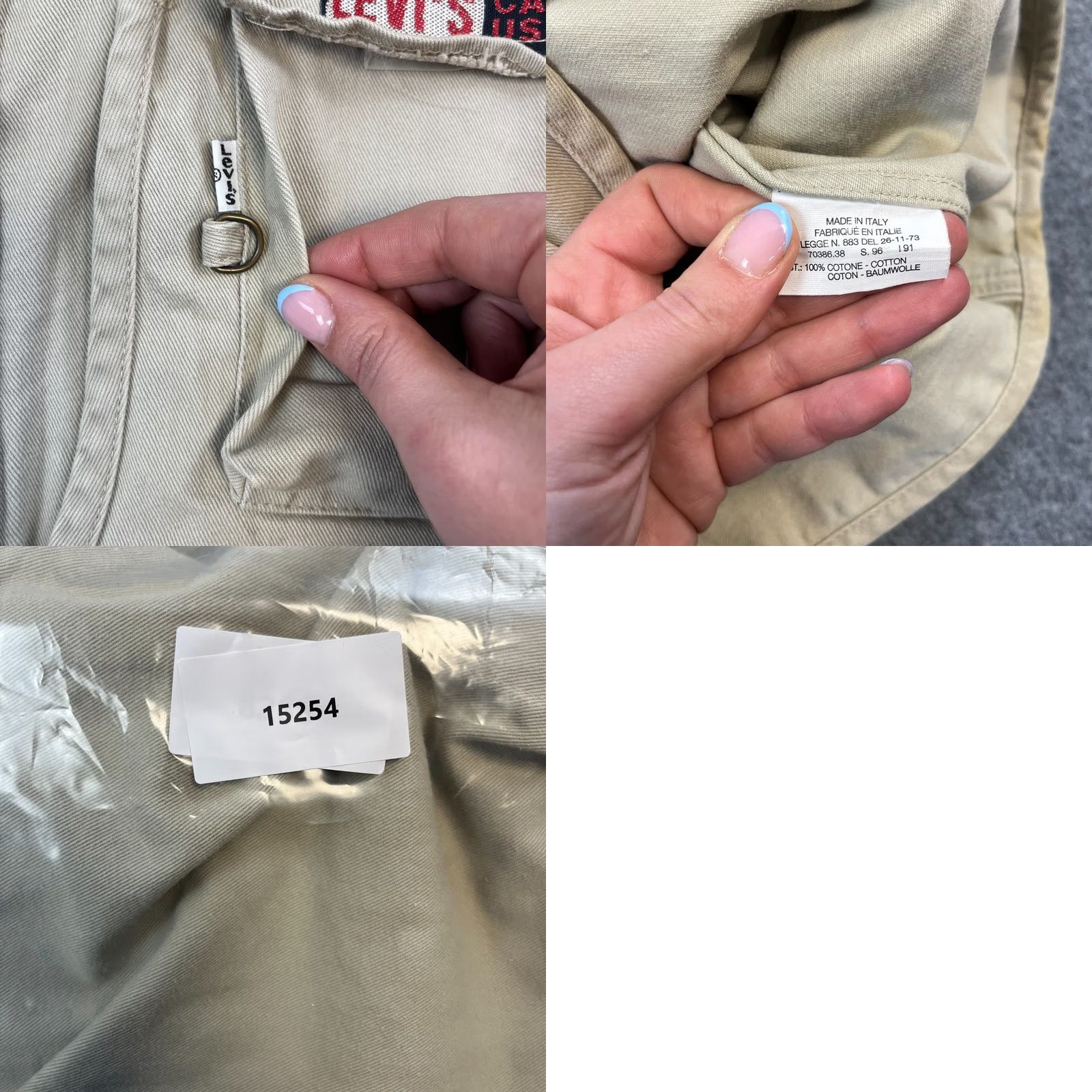 Levi's VINTAGE Levi's Jacket Vest Mens Small Beige 70s Italy Made Full Zip Pockets Logo Canvas Cotton Size US S / EU 44-46 / 1 - 9 Thumbnail