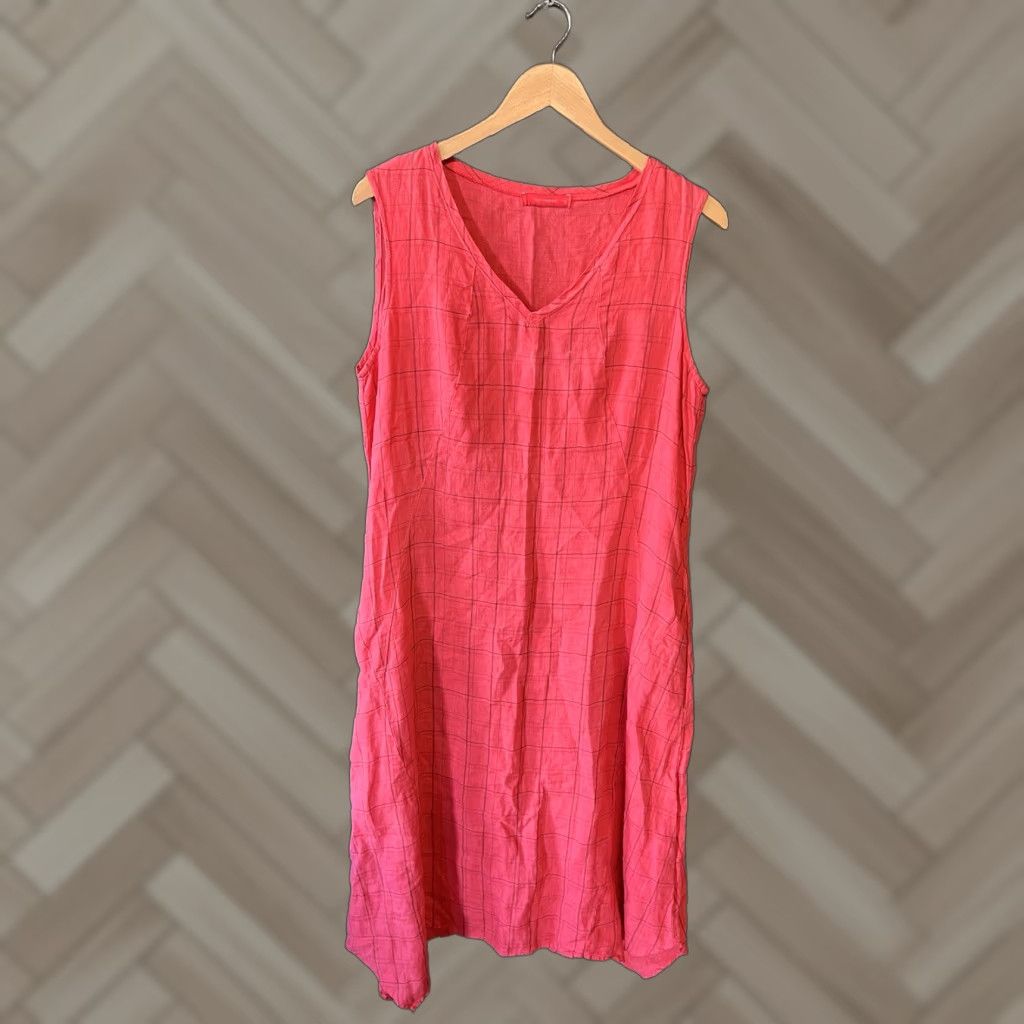 Vintage Cut Loose Womes Red Sleeveless Sun Dress Midi Solid Dress Size M Womens Size M / US 6-8 / IT 42-44 - 1 Thumbnail