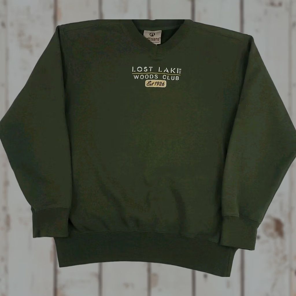 Vintage Vintage Lost Lake Woods Club Embroidered Sweatshirt Y2k Country Outdoors Nature Size US M / EU 48-50 / 2 - 1 Thumbnail