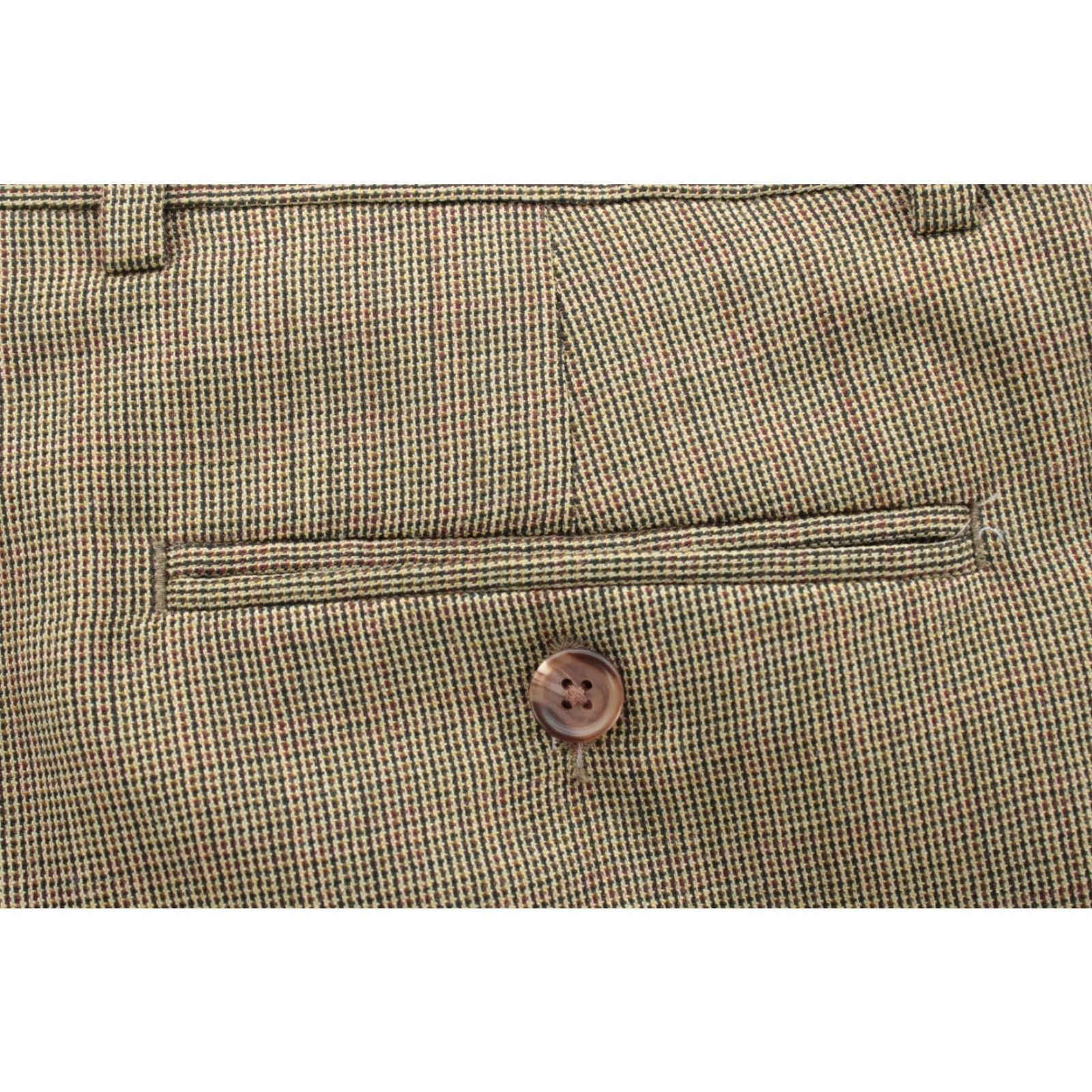 Ralph Lauren Lauren Ralph Lauren Pants Men’s 33x28 Brown Houndstooth Wool Pleated Cuffs Dress Pants Men’s Size US 33 - 6 Thumbnail