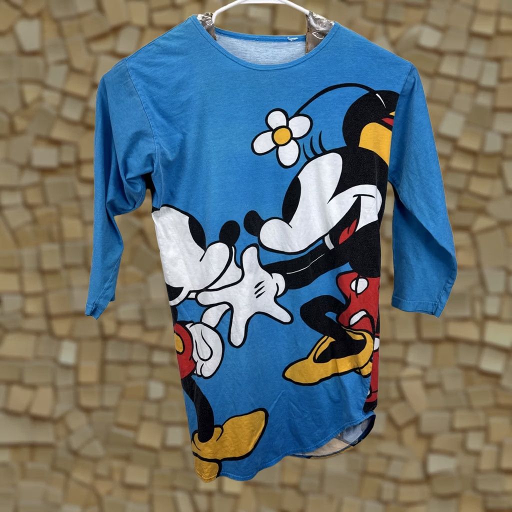 Disney VINTAGE Disney Sleep Shirt Night Gown Mickey Minnie Mouse 90s OS Blue White Print Womens Nightgown Size ONE SIZE - 1 Thumbnail