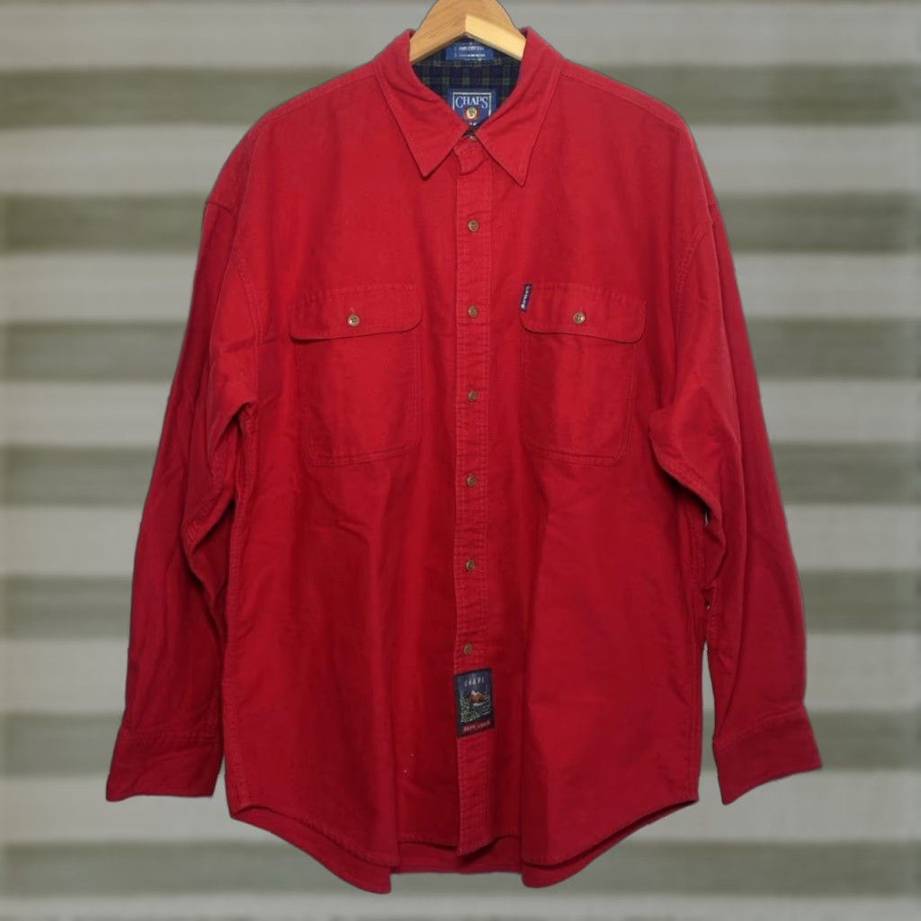 Ralph Lauren VINTAGE Chaps Ralph Lauren Button-Up Shirt Mens XL Red 90s Vintage Americana Classic 2 Pockets Size US XL / EU 56 / 4 - 1 Thumbnail