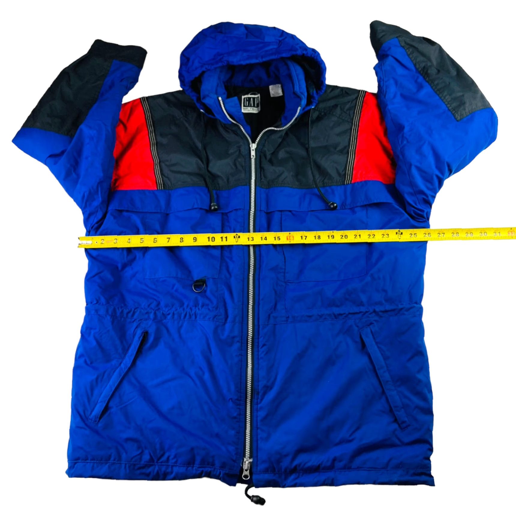 Gap VINTAGE Gap GP Tech Jacket Windbreaker M Royal Blue Black Zip Hooded Water Resistant Windproof Zipper Pockets Mens Size US M / EU 48-50 / 2 - 5 Thumbnail