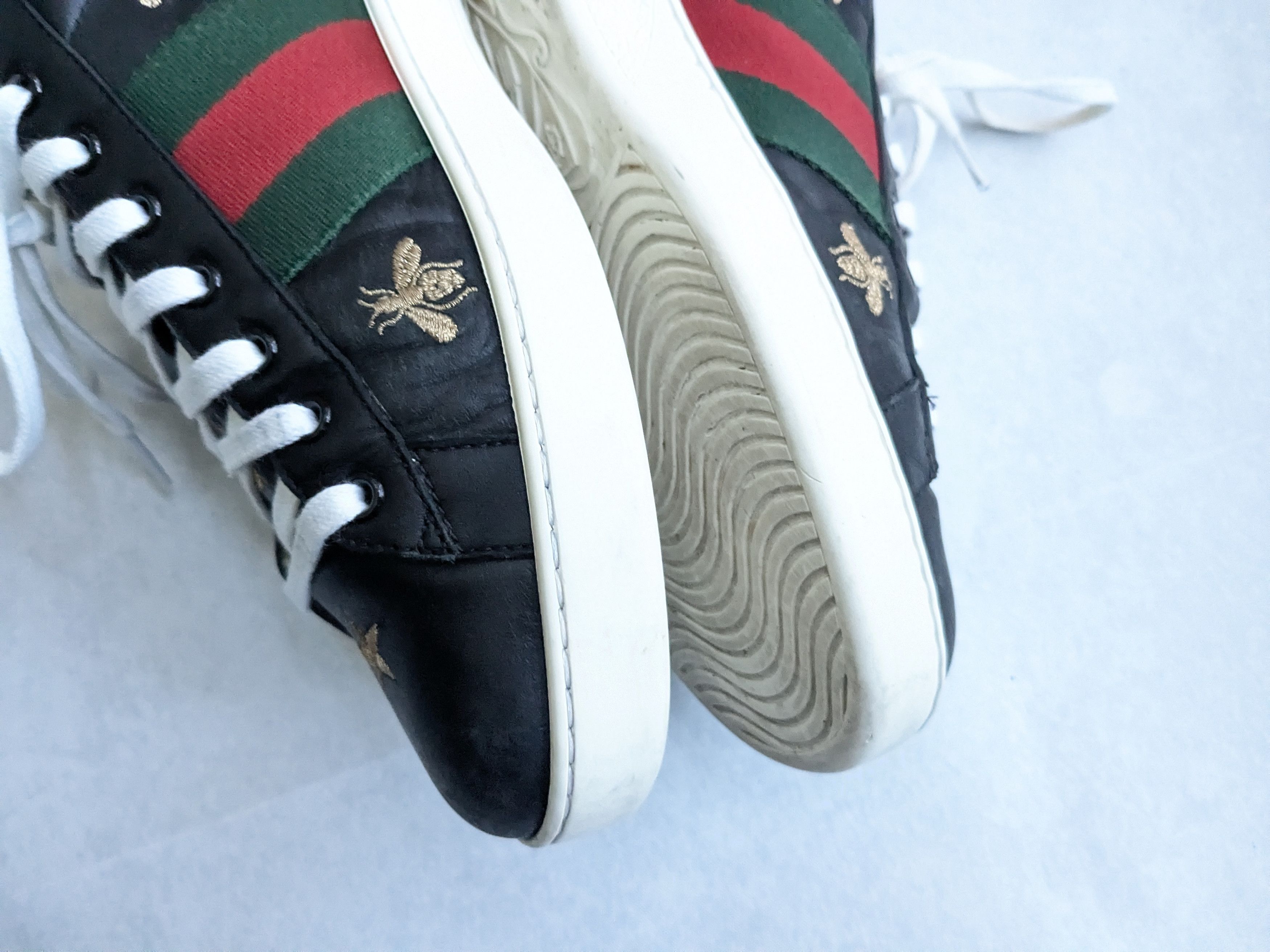 Gucci Gucci Ace Stars Bee Sneakers Black 10.5 Leather Low Size US 10.5 / EU 43-44 - 9 Thumbnail
