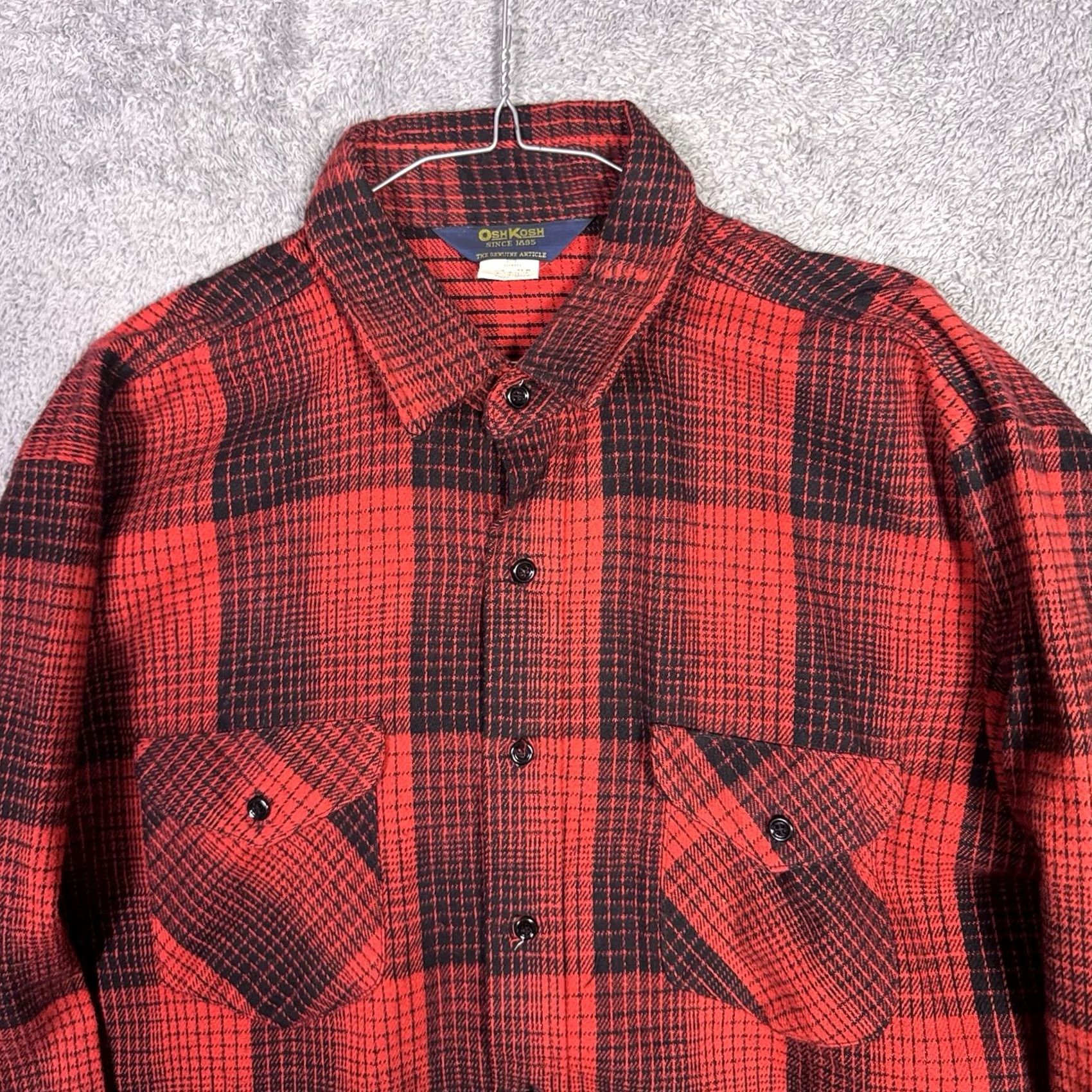 Vintage VINTAGE OshKosh Flannel Shirt Mens XL Red Buffalo Plaid Heavyweight 90s Button-Up Size US XL / EU 56 / 4 - 4 Thumbnail