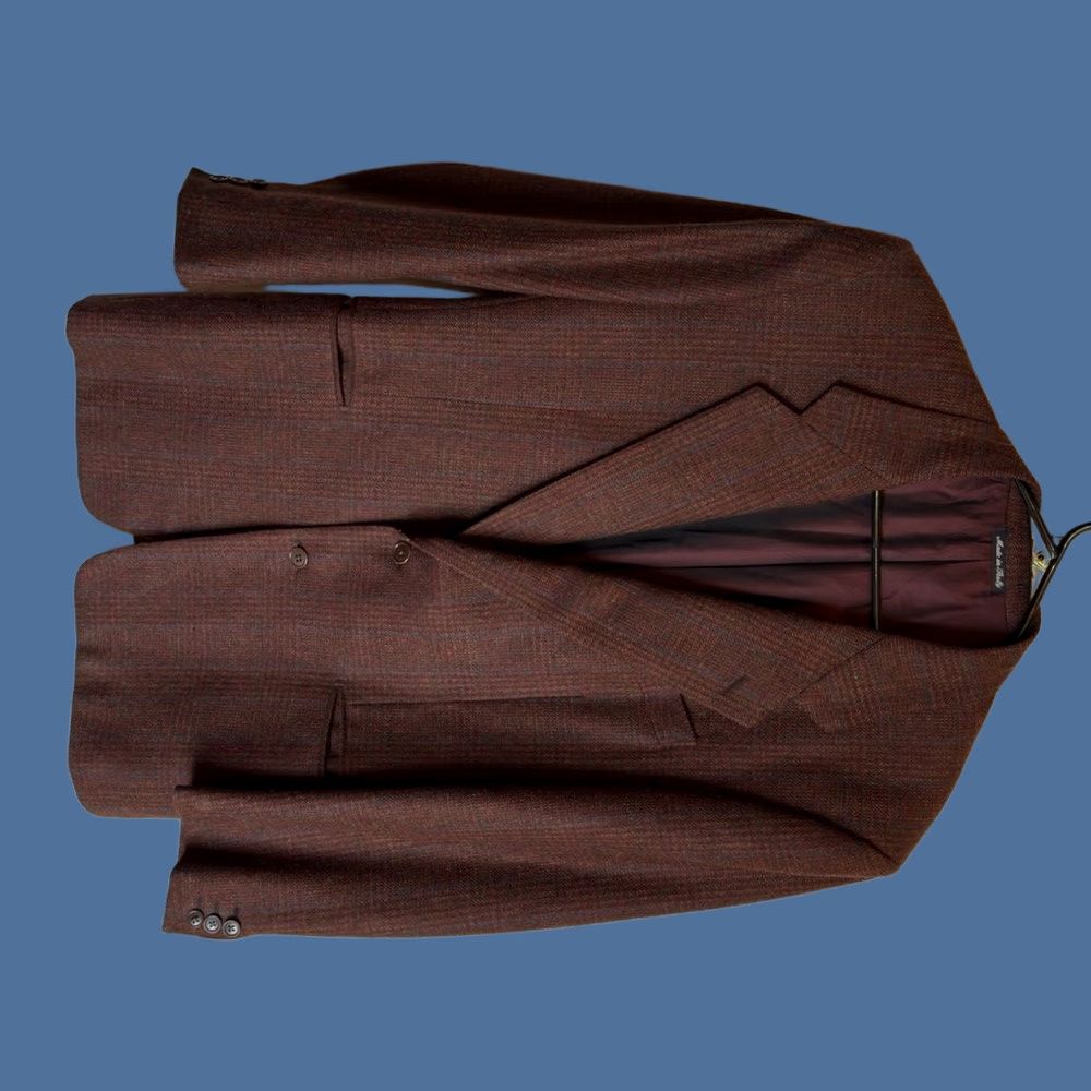 Vintage VINTAGE Wilkes & Bashford Blazer Sport Coat Mens 42R Glen Plaid 100% Wool Size 42R - 1 Thumbnail
