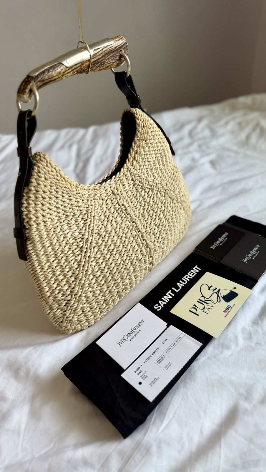 Yves Saint Laurent Yves Saint Laurent Mombasa Raffia Tom Ford Hobo Shoulder Bag Size ONE SIZE - 2 Thumbnail