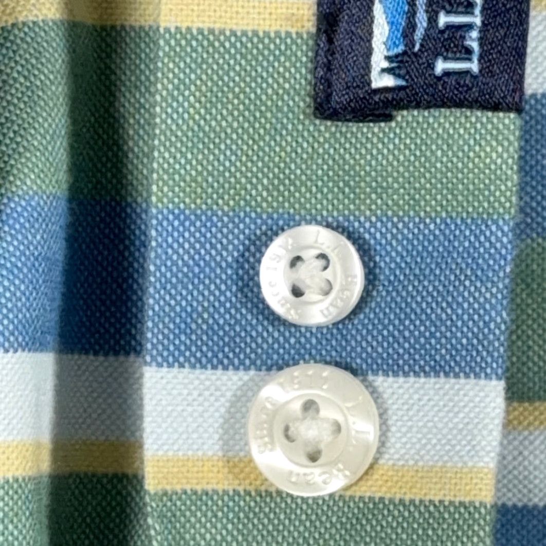 Vintage LL Bean Shirt Adult LARGE Blue Green Yellow Striped Fitted Stretch Outdoor Size US L / EU 52-54 / 3 - 7 Thumbnail