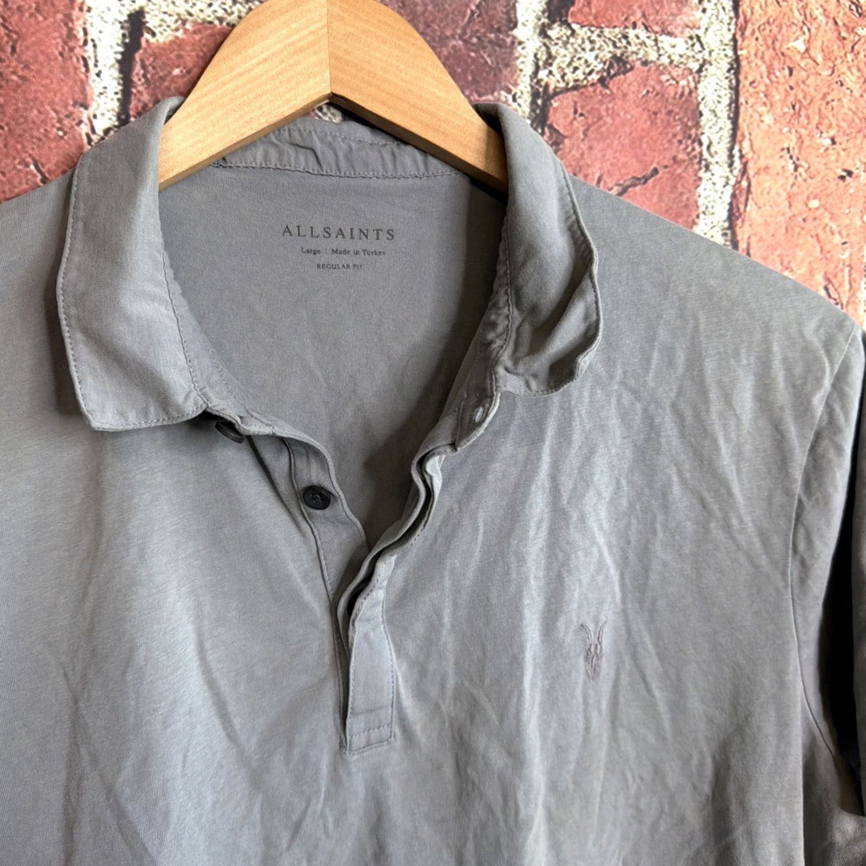 Allsaints AllSaints Polo Shirt Large Gray Short Sleeve Mens Size US L / EU 52-54 / 3 - 2 Thumbnail
