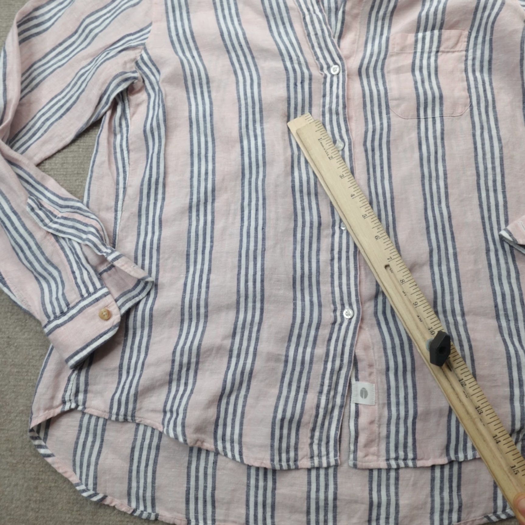 Pinko Grayson Shirt M Pink Striped Oversized 100% Linen Womens Button-Up Casual, 3, Collared, Long Sleeve, Regular, Basic, Fall Spring Summer, Vintage: No Size M / US 6-8 / IT 42-44 - 3 Thumbnail