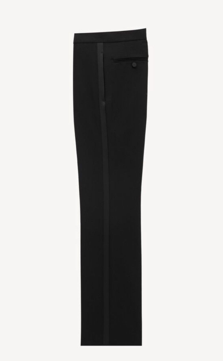 Saint Laurent Paris straight tuxedo pants in grain de poudre Size US 30 / EU 46 - 1 Thumbnail