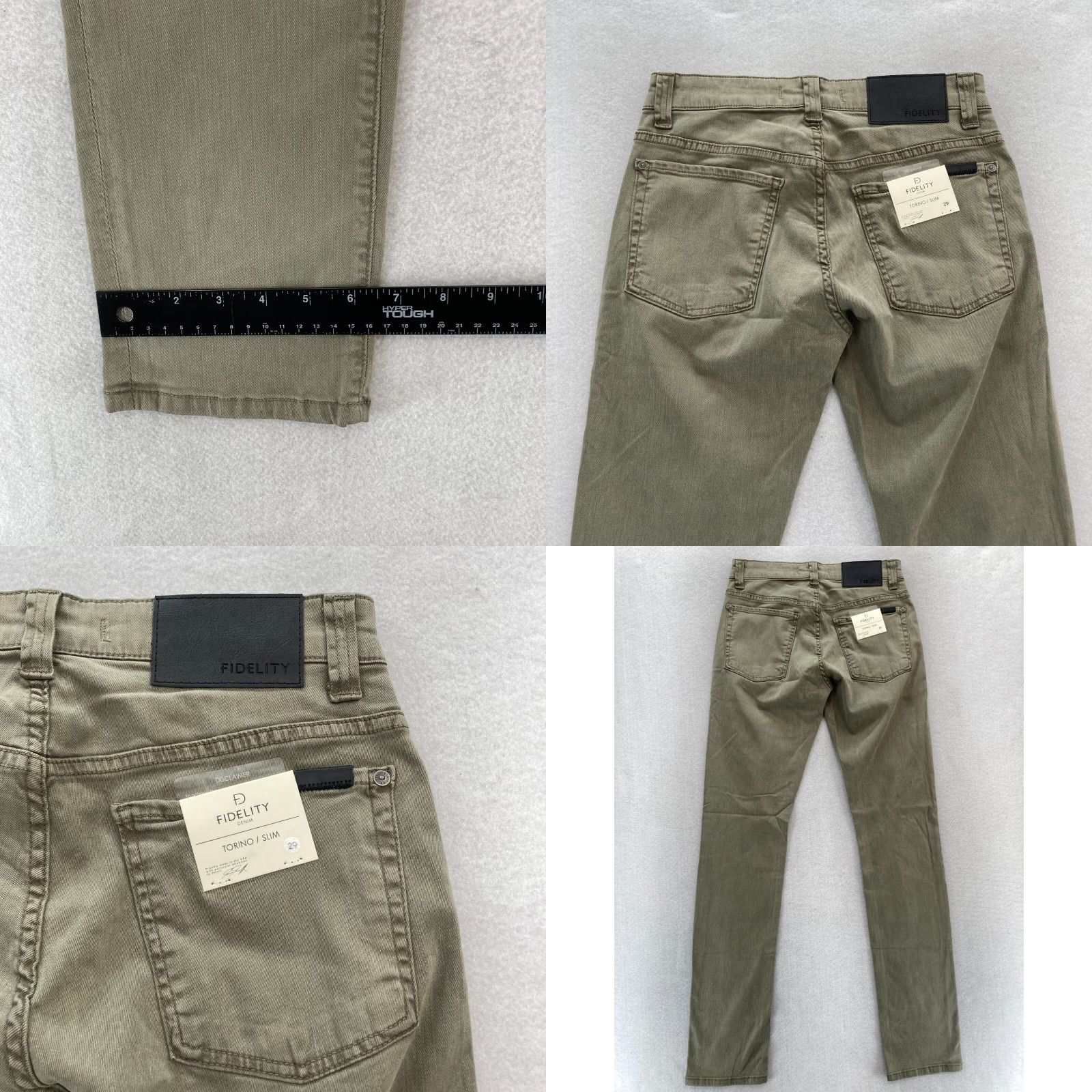 Vintage Fidelity Denim Torino Jeans Mens 29x34 Slim Fit Green Cedar Lumino Wash Denim Straight 5-Pocket Slim Mens Size US 29 - 9 Thumbnail