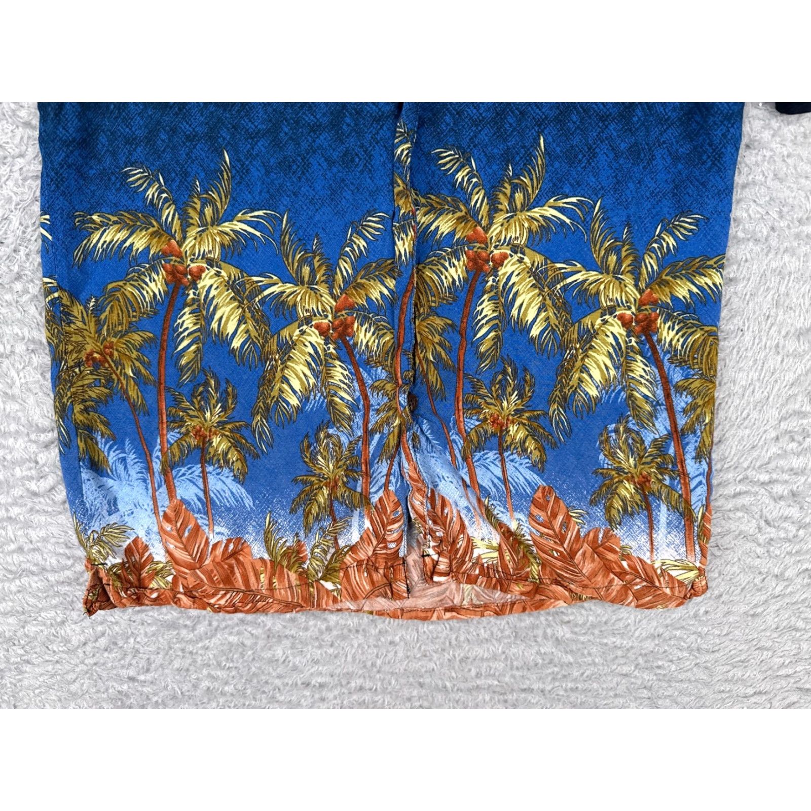 George George Shirt Adult Small Blue Coconut Palm Tree Button Up Hawaiian Rayon Size US S / EU 44-46 / 1 - 5 Thumbnail