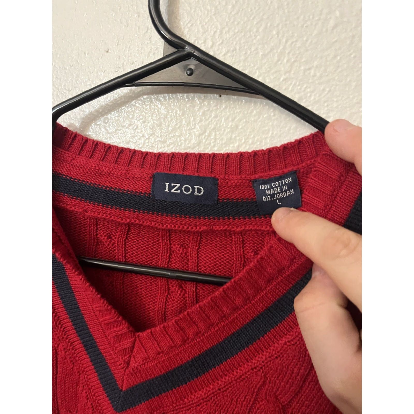Izod IZOD RedSweater V-Neck 100% Cotton RN# 36543 Size Large Size US L / EU 52-54 / 3 - 2 Thumbnail