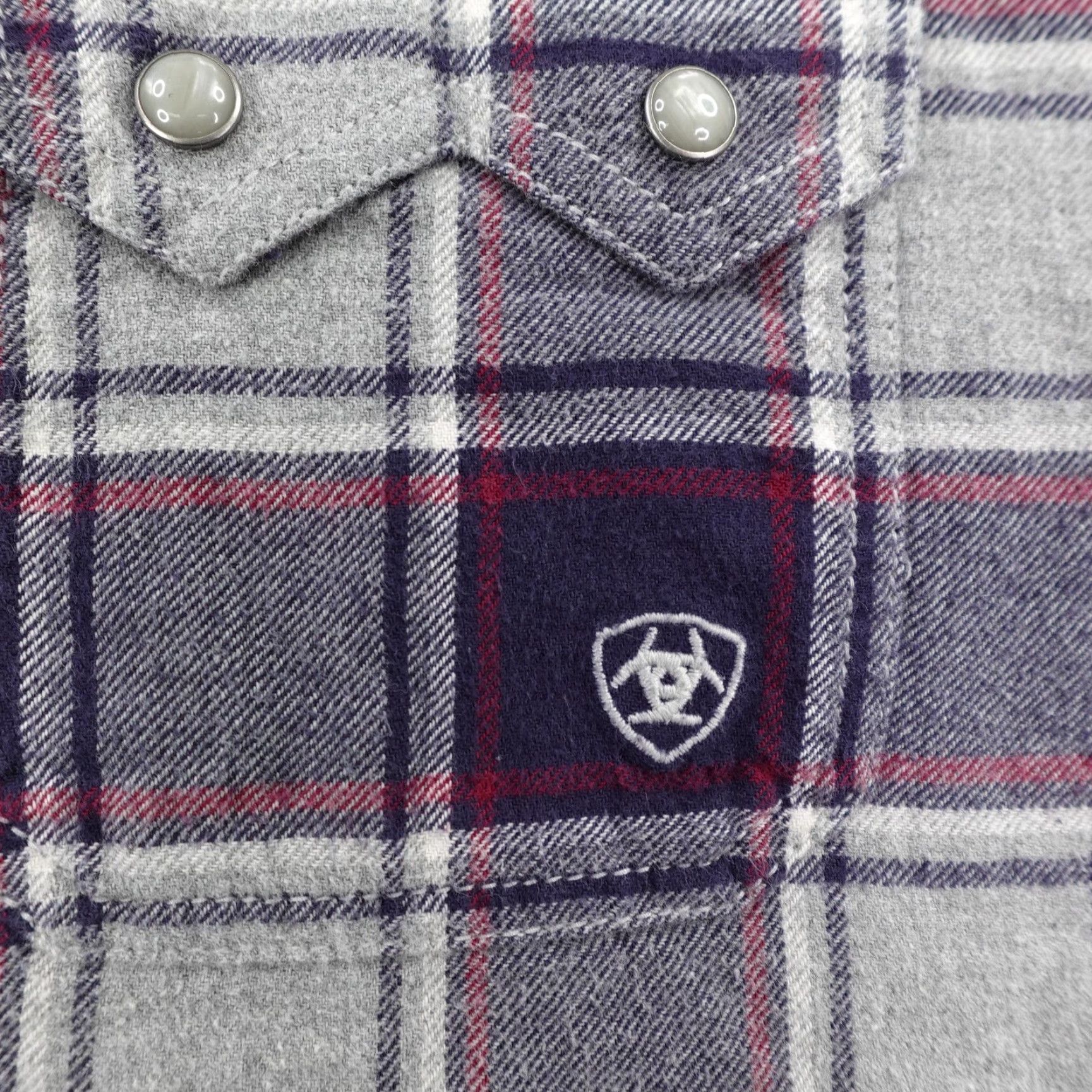 Ariat Ariat Shirt Large Gray Blue Plaid Flannel Retro Fit Sawtooth Pearl Snap Western Size US L / EU 52-54 / 3 - 4 Thumbnail