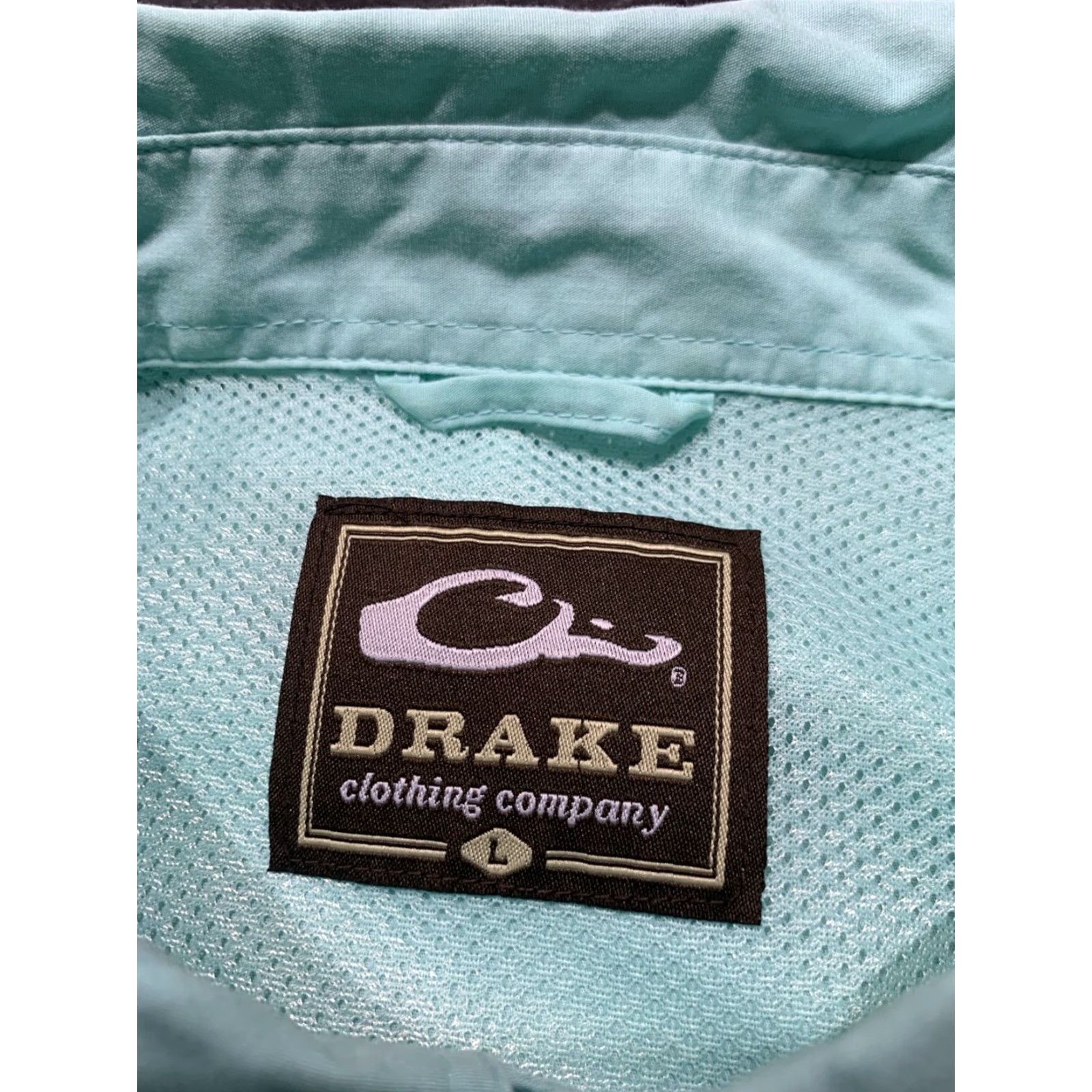Vintage VINTAGE Drake Men Plaid Button Up Long Sleeve Shirt Aqua Large Regular Fit Outdoor Pockets Mens Size US L / EU 52-54 / 3 - 7 Thumbnail