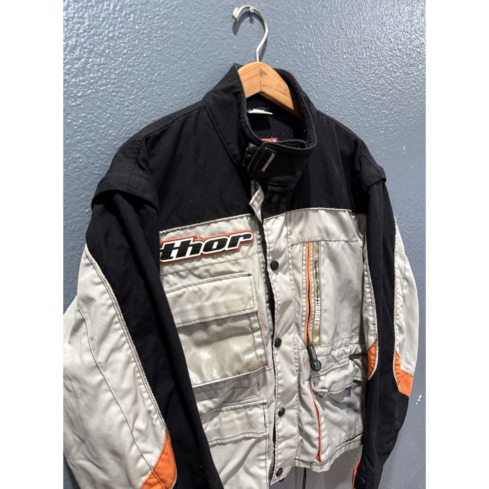 Vintage VINTAGE Thor Motocross Jacket Nylon - Gray - Large - Pockets - 90s Y2K Motorcycle Outer Shell Mens Jacket Size US L / EU 52-54 / 3 - 2 Thumbnail