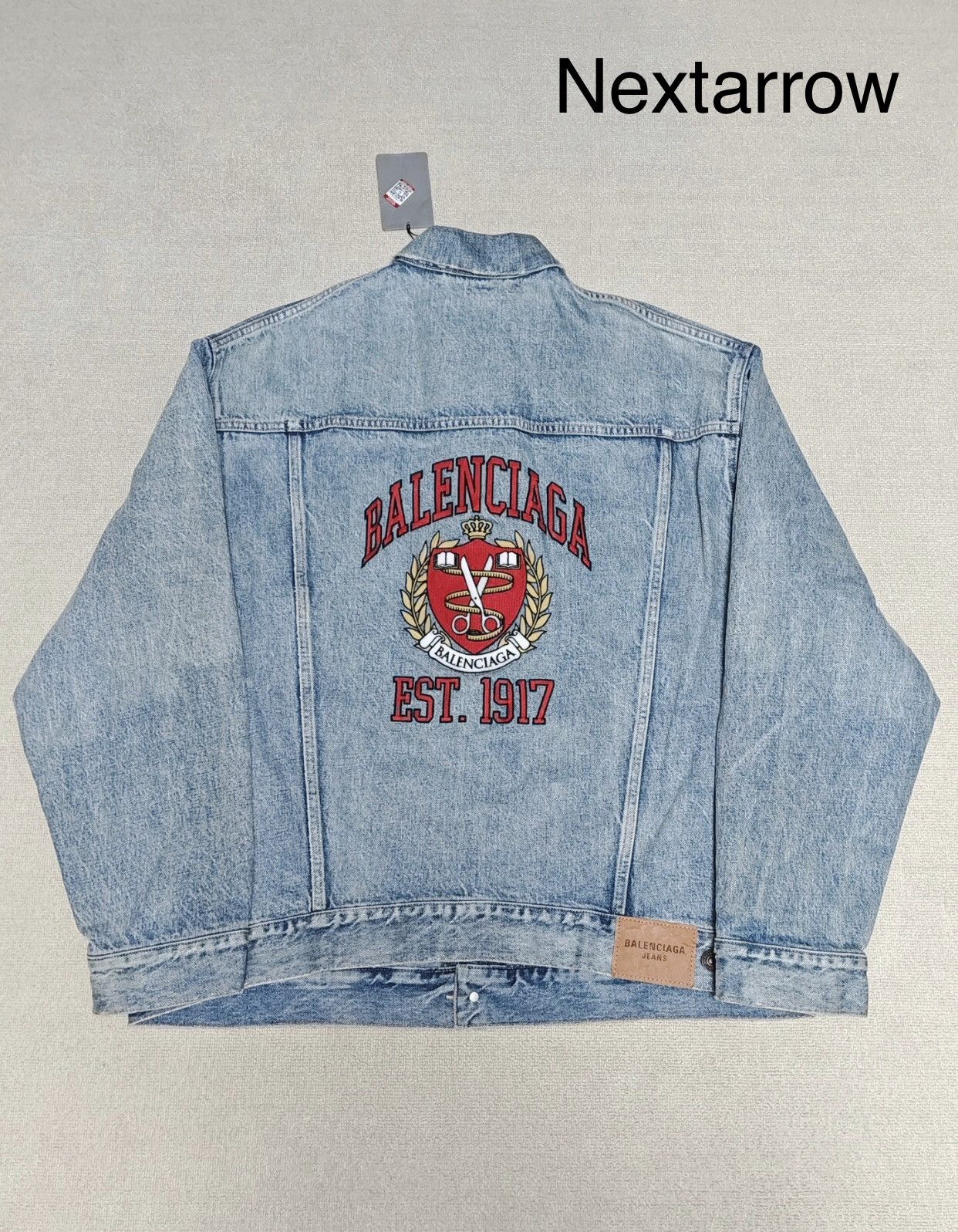 Balenciaga Balenciaga Scissors Pattern Embroidered Collar Denim Coat Size US L / EU 52-54 / 3 - 1 Thumbnail