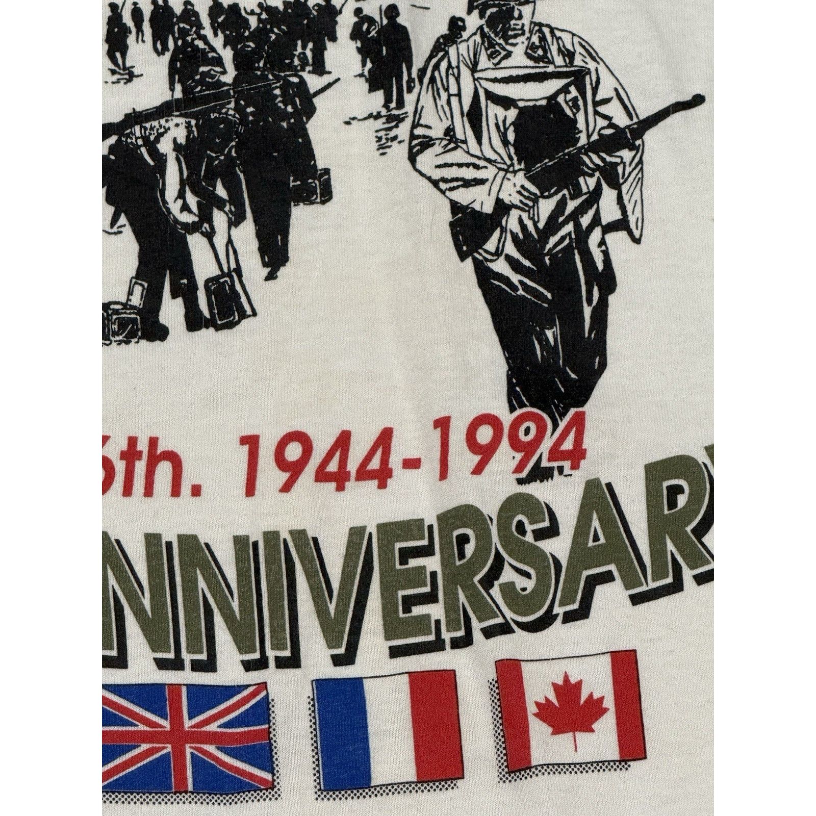 Fruit Of The Loom Vintage 90s WW2 D-Day Anniversary Tee Shirt 90s Men’s XL USA Size US XL / EU 56 / 4 - 6 Thumbnail