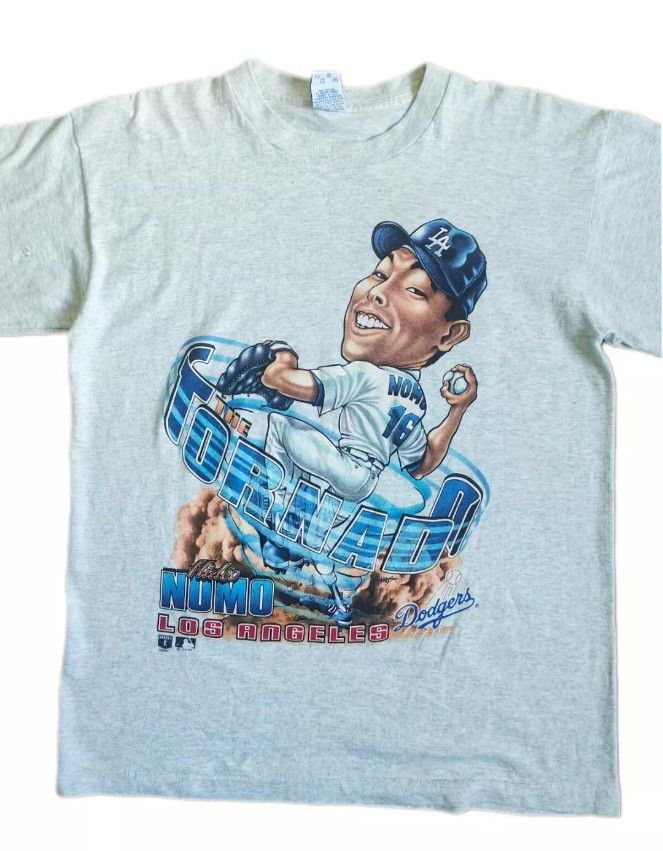 MLB × Salem Sportswear × Vintage Vintage Hideo Nomo "The Tornado" Caricature 90s t-shirts Size US L / EU 52-54 / 3 - 3 Thumbnail