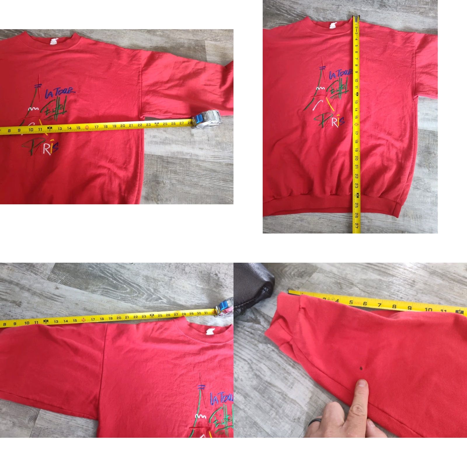 Vintage Vintage Brand Vintage Logo La Tour Eiffel Paris Spellout Big Logo Sweatshirt Red M/L Size US M / EU 48-50 / 2 - 8 Thumbnail