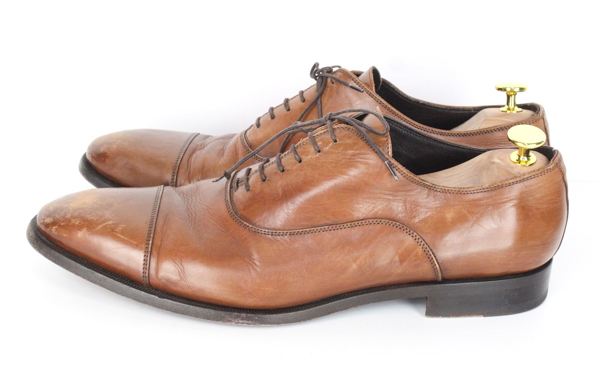 Suitsupply EU44.5 Mid Brown Leather Laced Low-Top 72821 Size US 11.5 / EU 44-45 - 6 Thumbnail