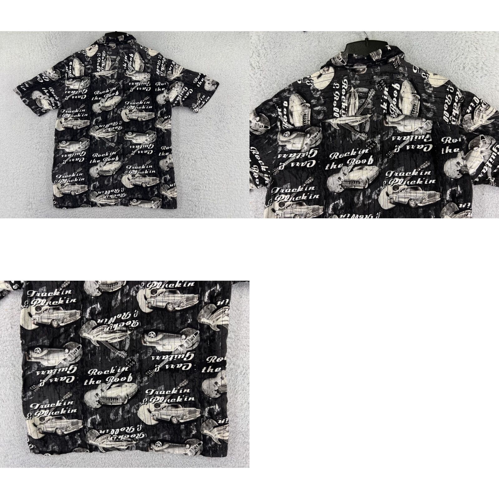 George George Shirt Adult Medium Black White Truckin & Pluckin Country Music Rayon Size US M / EU 48-50 / 2 - 9 Thumbnail