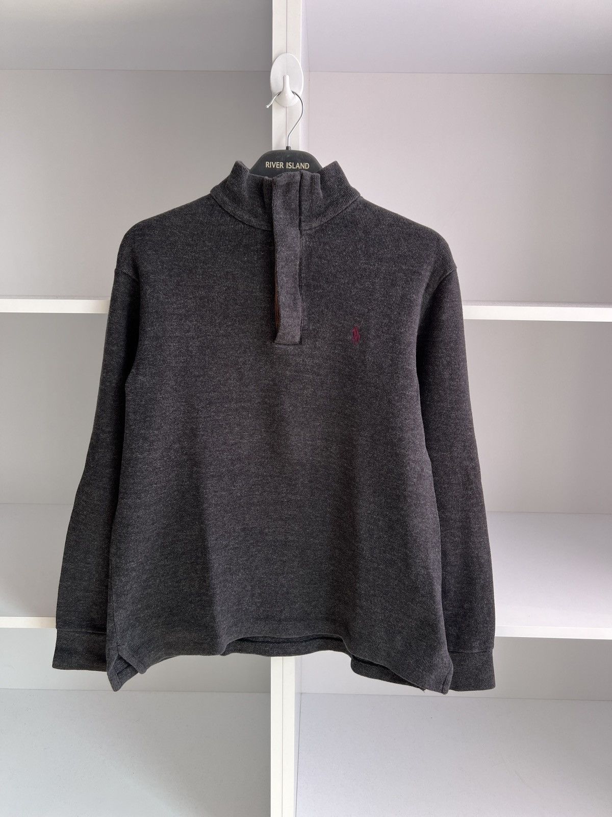 Polo Ralph Lauren × Vintage Vintage Polo Ralph Lauren Sweater Gray Knit Zip Logo Size US S / EU 44-46 / 1 - 4 Thumbnail