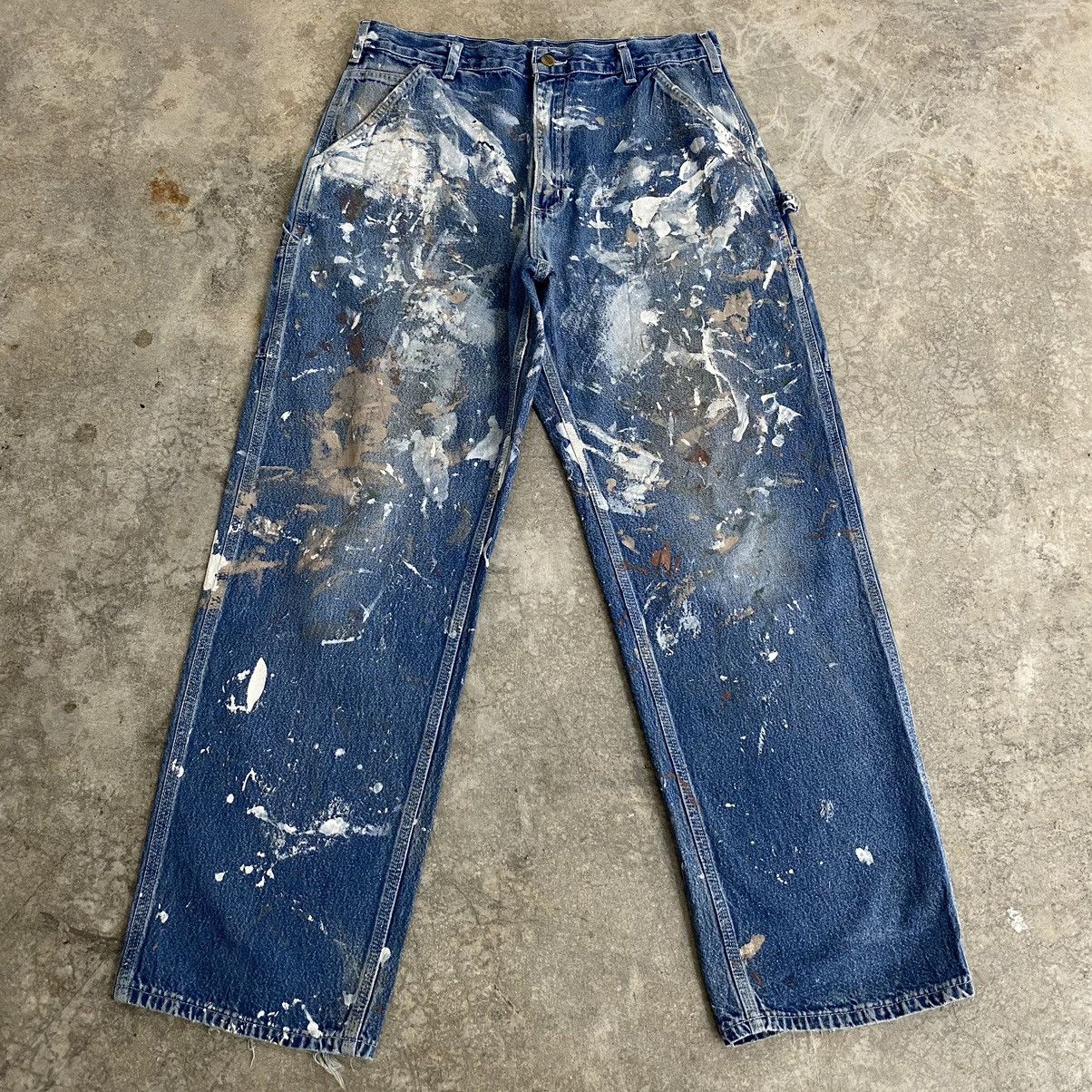 Carhartt Vintage Carhartt Faded Blue Splatter Painter Denim Jeans Size US 34 / EU 50 - 1 Thumbnail