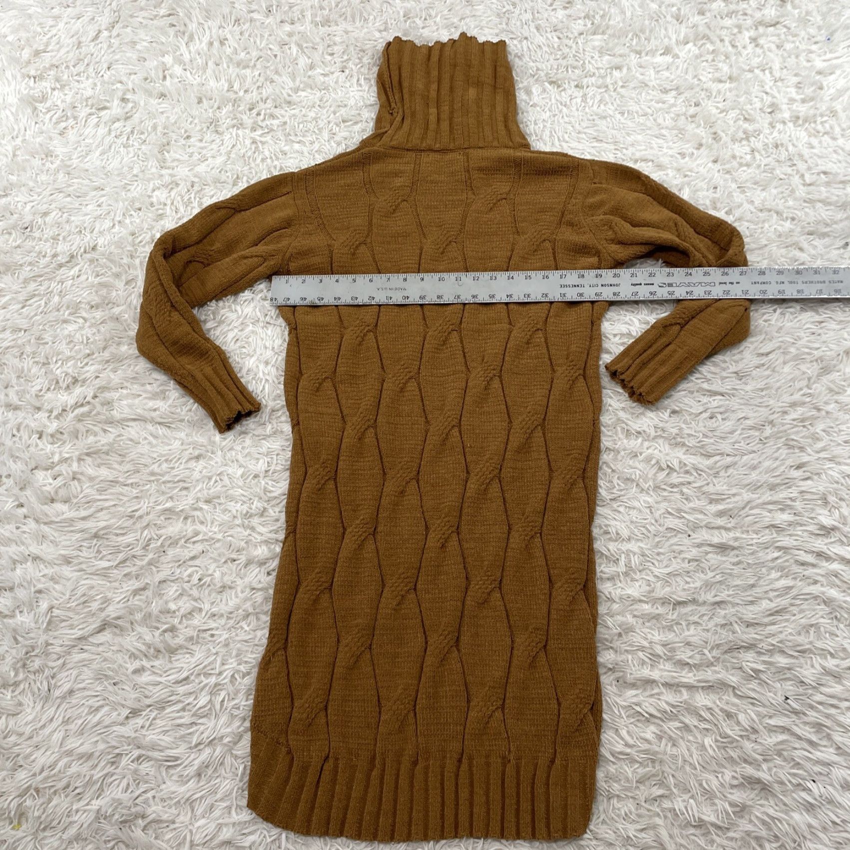 Vintage VINTAGE STITCHDROP Cable Knit Dress Women S Brown Turtleneck Chunky 90s Boho Minimalism Sweater Dress Size S / US 4 / IT 40 - 7 Thumbnail