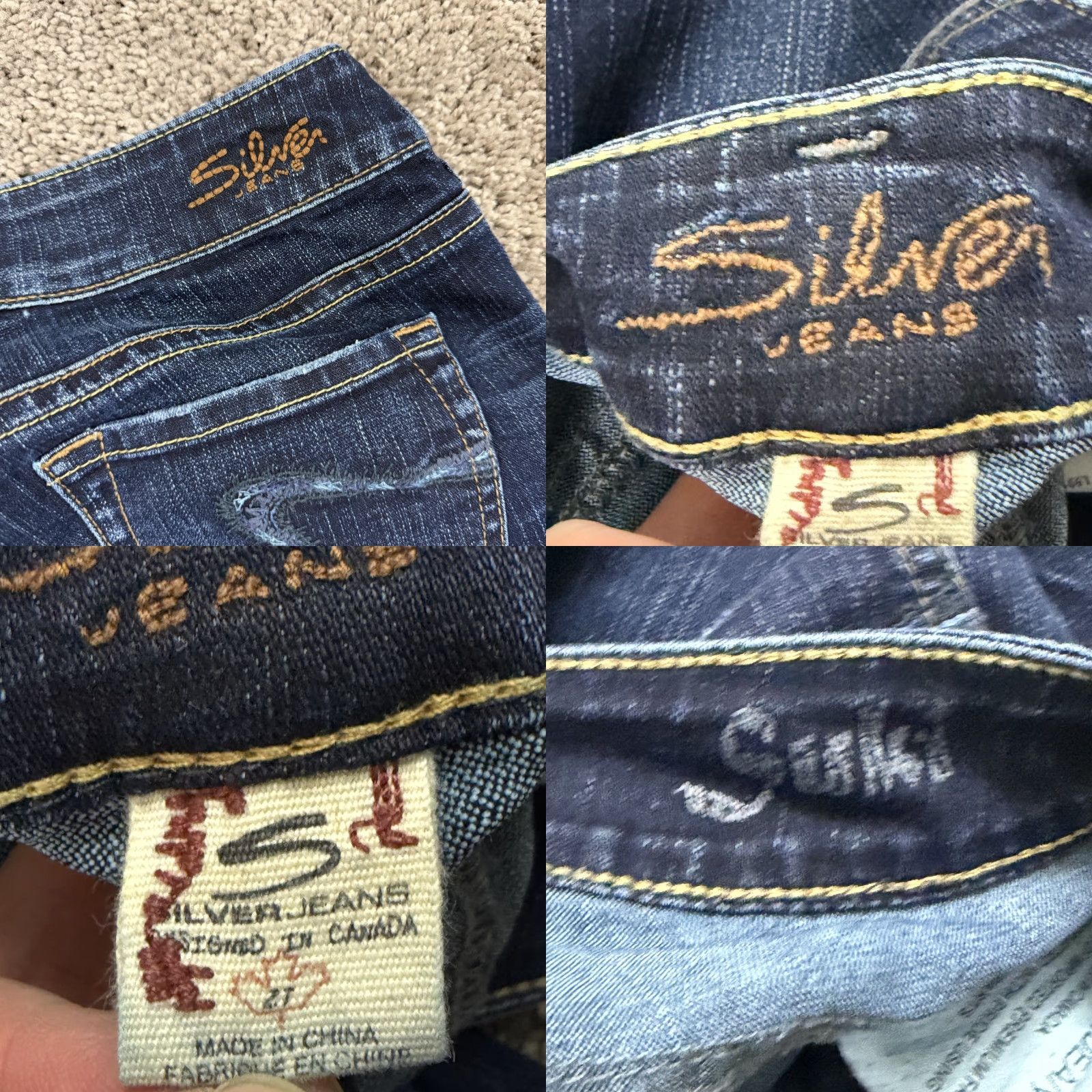 Silver Jeans Women 27 Boot Cut Low Rise Dark Wash Stretch Denim Suki 26x30