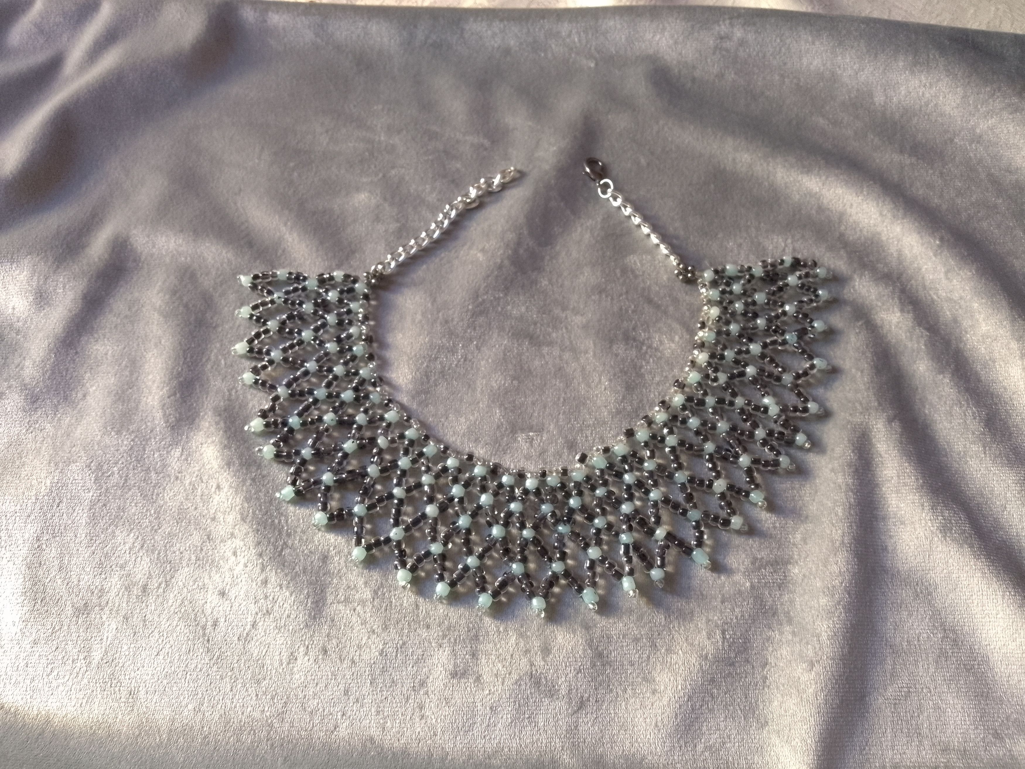 Handmade Necklace Netted Black Beaded Ethnic Egyptian Style Size ONE SIZE - 3 Thumbnail