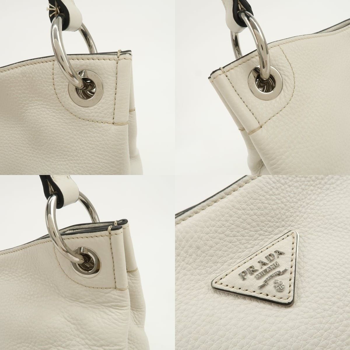 Prada Prada Triangle Logo Leather Shoulder Bag White Size ONE SIZE - 6 Thumbnail