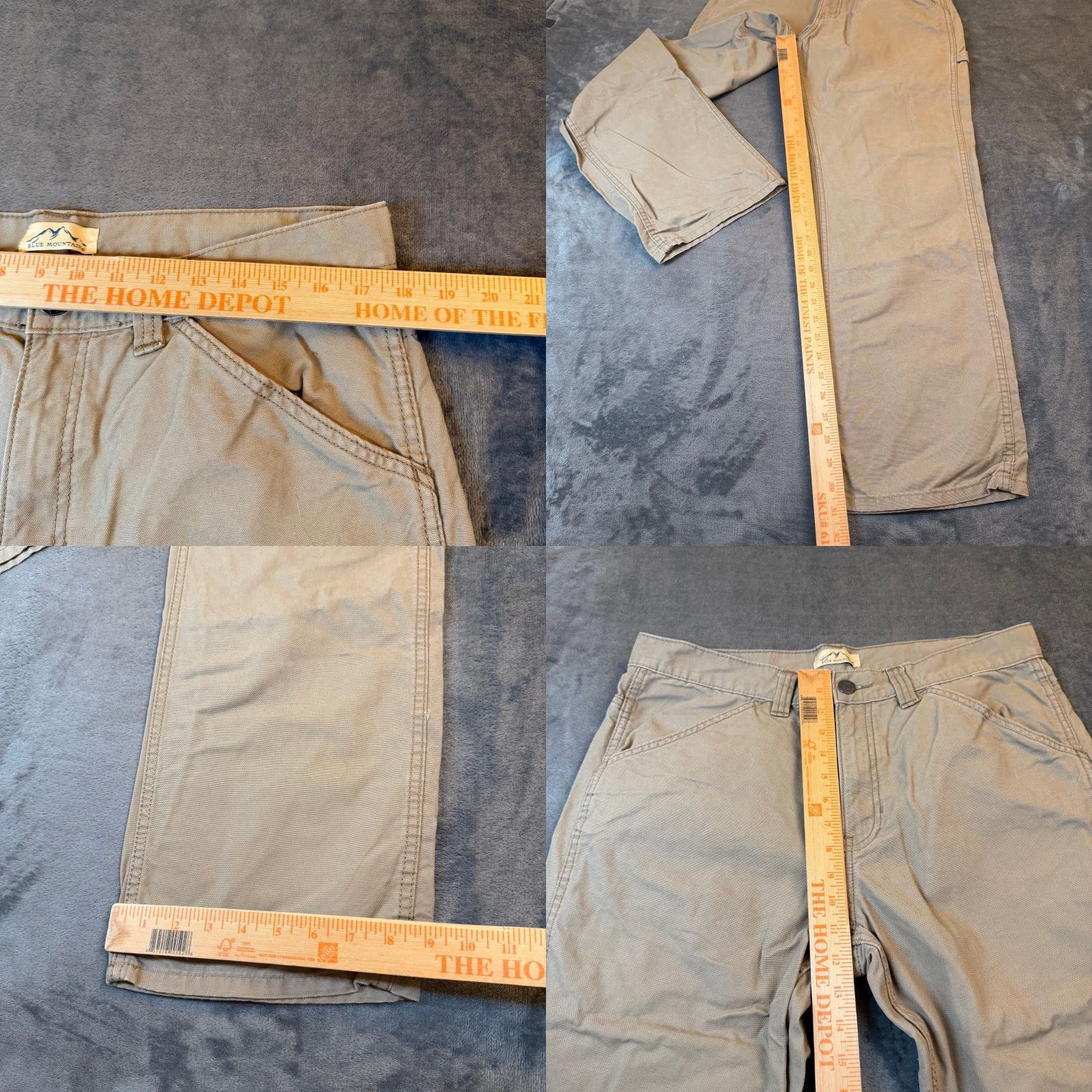 The Mountain Blue Mountain Carpenter Pants Mens 34x32 Tan Canvas Utility Work Straight Fit Size US 34 / EU 50 - 8 Thumbnail