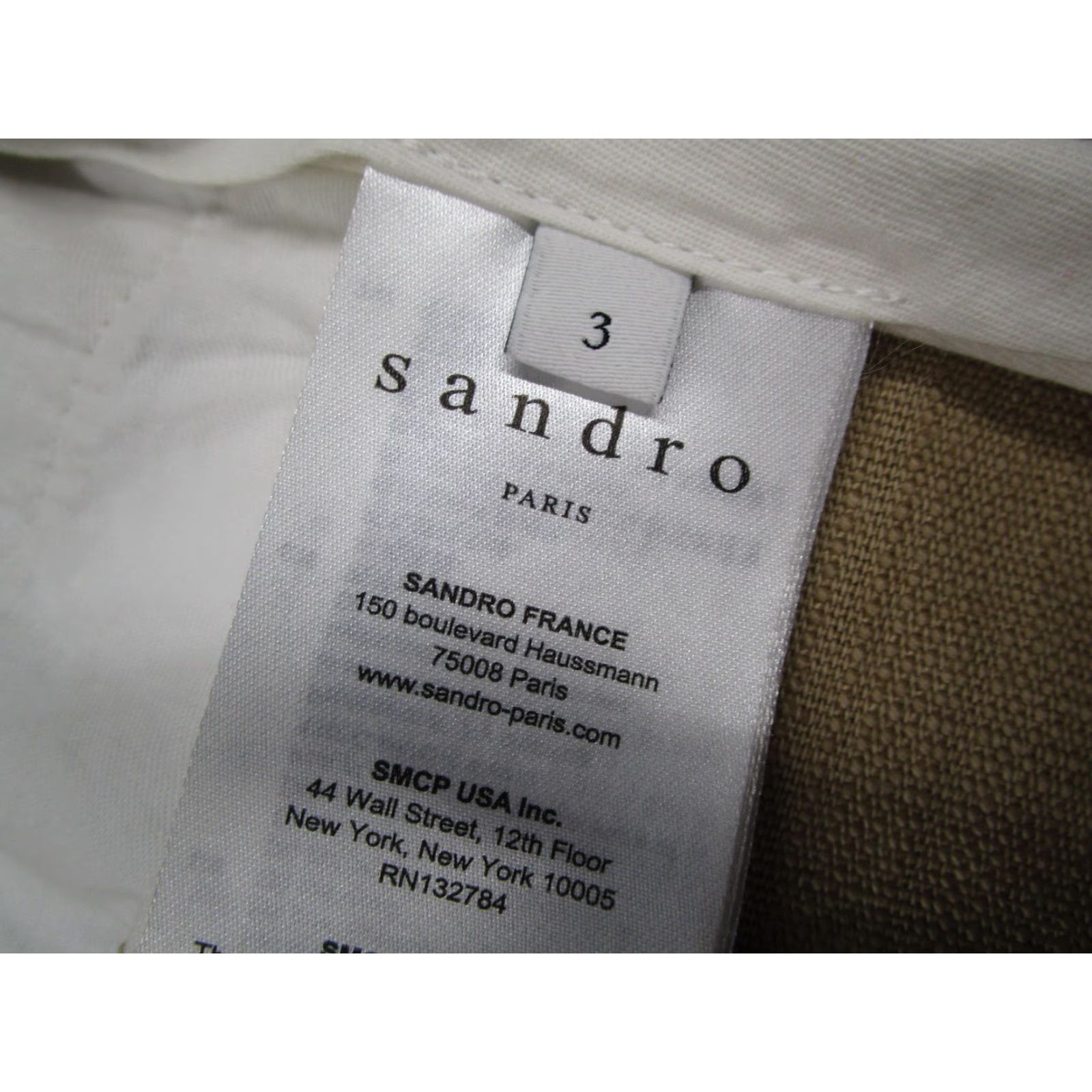 Sandro Sandro Paris Skirt Womens Large Khaki Linen Cotton Button Front High Waist Mini Size 26" / US 2 / IT 38 - 3 Thumbnail