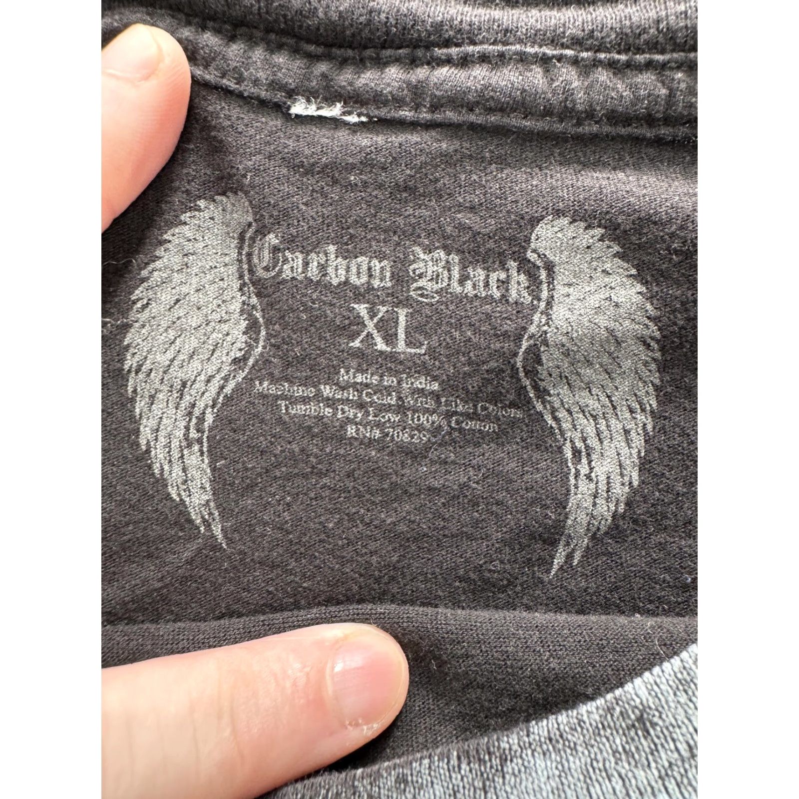 Carbon Carbon Black Shirt Men XL Black Graphic Skull Chain Gothic T-Shirt Biker y2k Size US XL / EU 56 / 4 - 2 Thumbnail