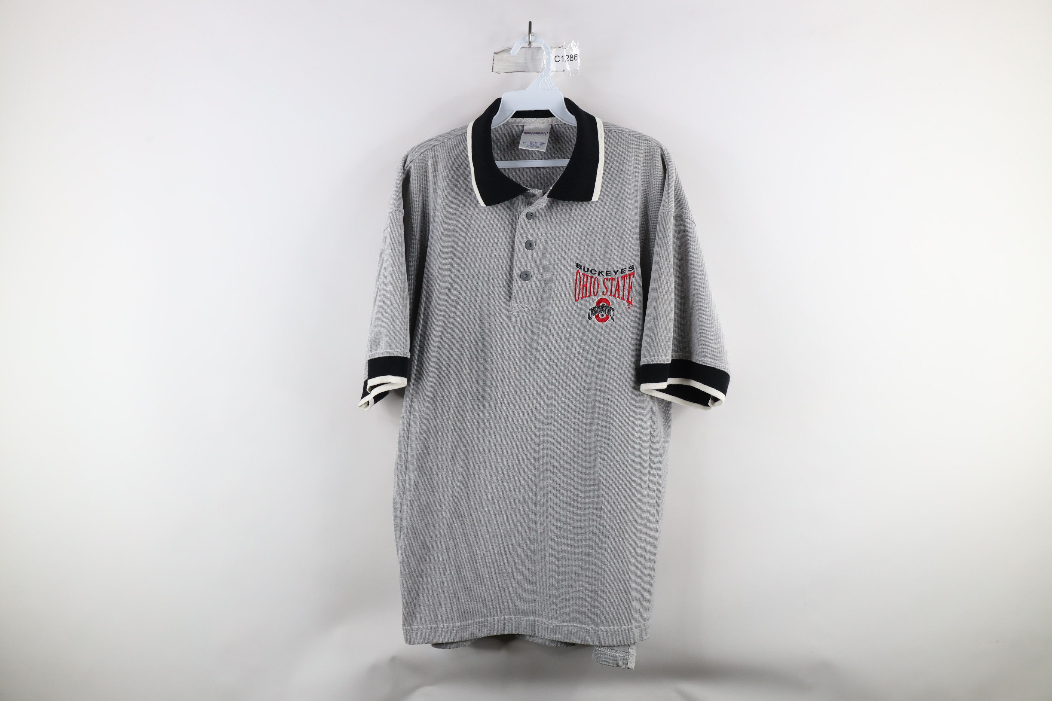 Vintage Vintage 90s Ohio State University Collared Polo Shirt Gray Size US M / EU 48-50 / 2 - 1 Thumbnail