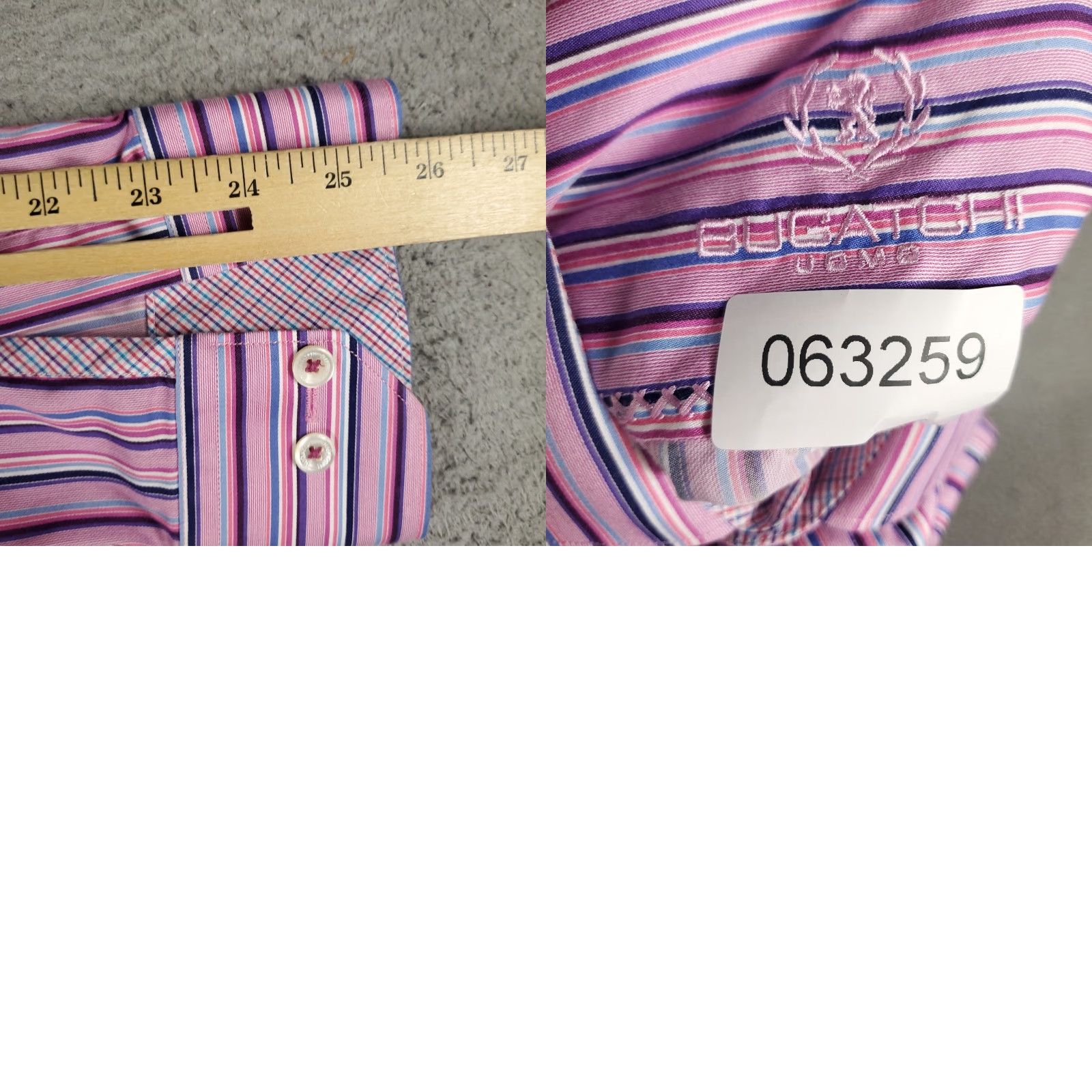 BUGATCHI Bugatchi Uomo Shirt Mens Large Pink Striped Button-Up Long Sleeve Cotton Classic Modern Mens Size US L / EU 52-54 / 3 - 8 Thumbnail