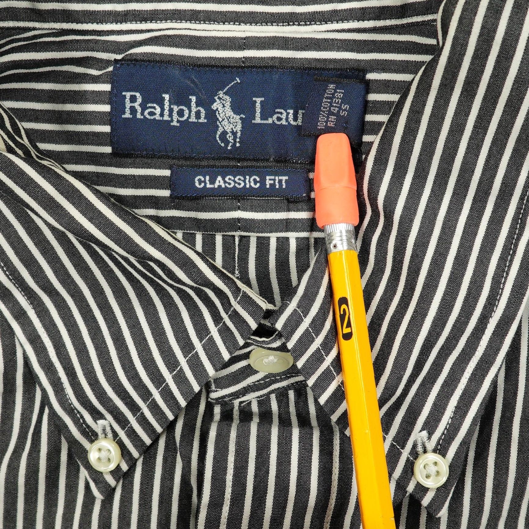 Polo Ralph Lauren VINTAGE Ralph Lauren Shirt Men 17 32/33 Black White Striped Button-Down Classic Button-Up Size US XL / EU 56 / 4 - 4 Thumbnail