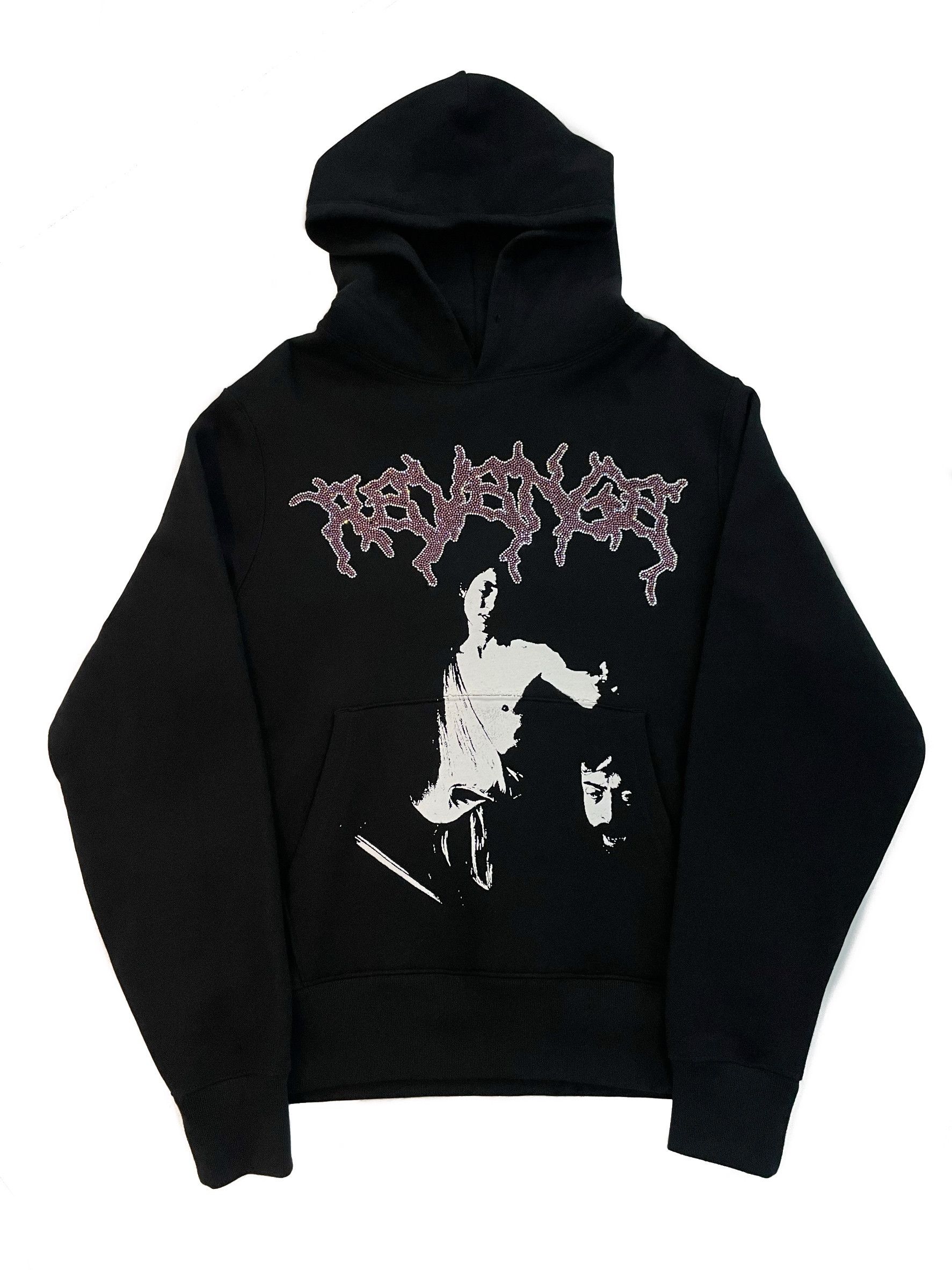 Revenge Rhinestone Arch Hoodie Black