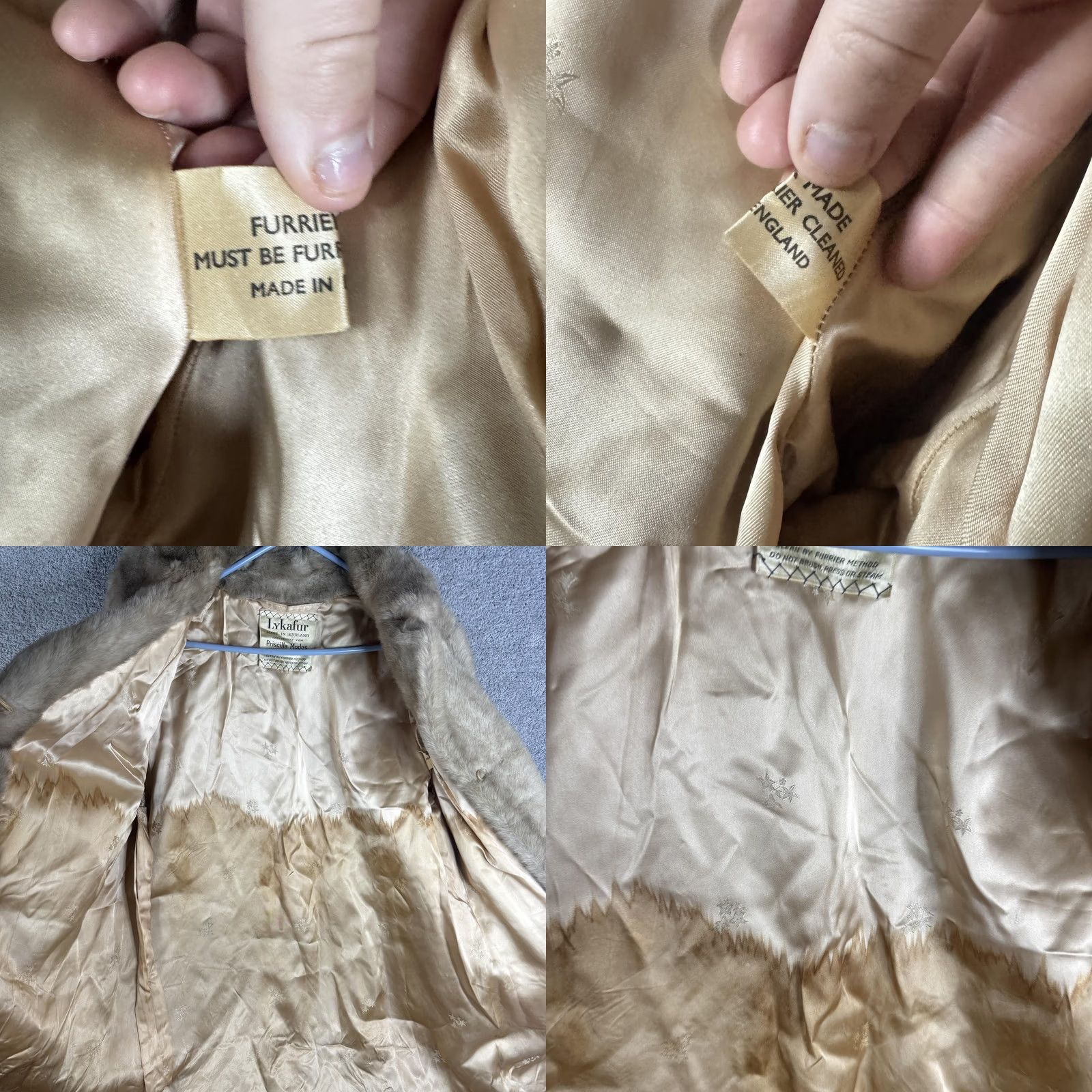 Vintage VINTAGE Lykafur Coat Womens Long Beige Fur Overcoat Lined England Large Hook & Eye Pockets Notched Collar Formal Womens Size L / US 10 / IT 46 - 8 Thumbnail