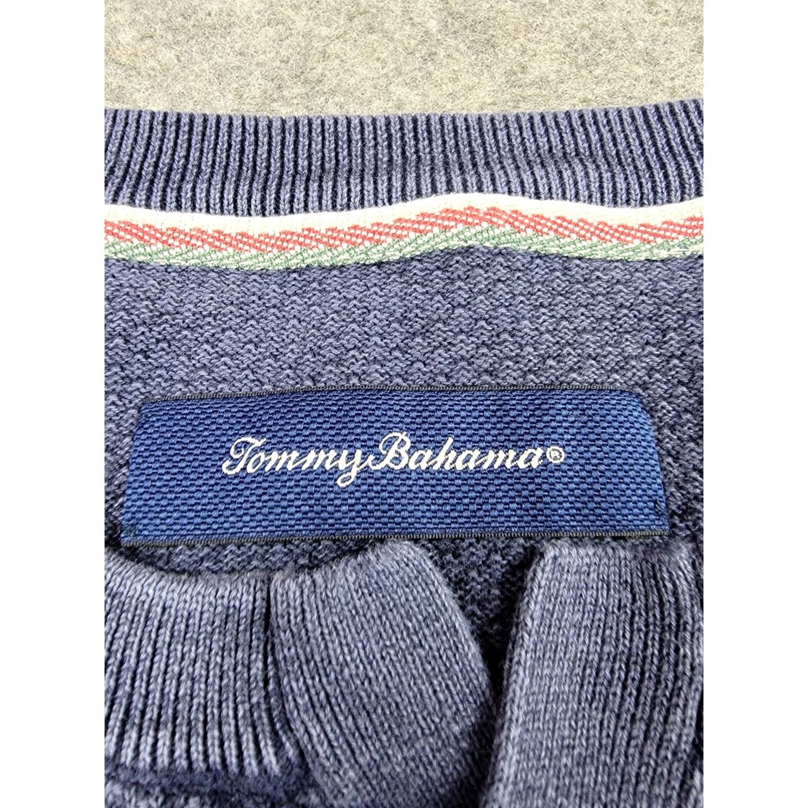 Tommy Bahama Tommy Bahama Pullover Sweater Mens Large Blue Knit Flamingo Split Neck Textured Size US L / EU 52-54 / 3 - 3 Thumbnail