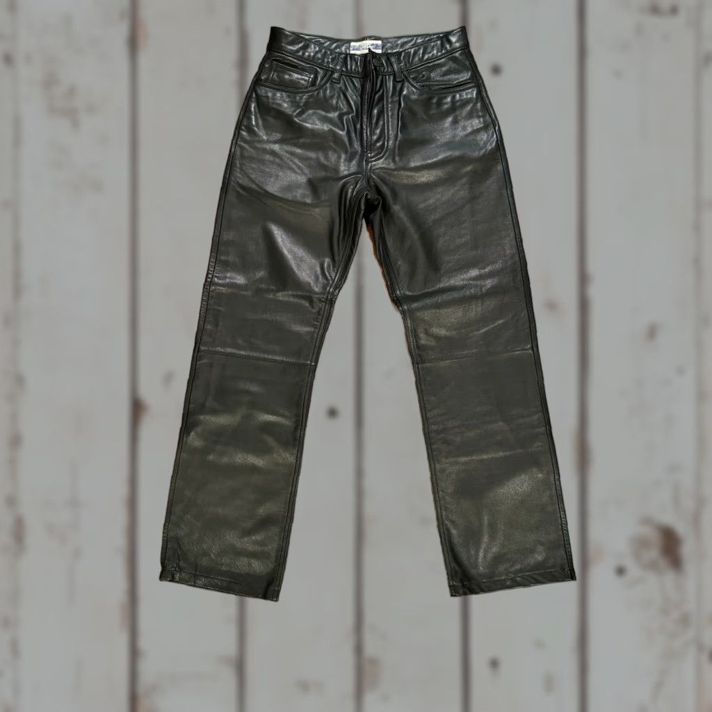 Gap GAP Black Leather Biker Pants 30x28 - Iconic Jeans, Leather, Pants, Regular, Men, Vintage, 30, 28 Inseam Size US 30 / EU 46 - 1 Thumbnail
