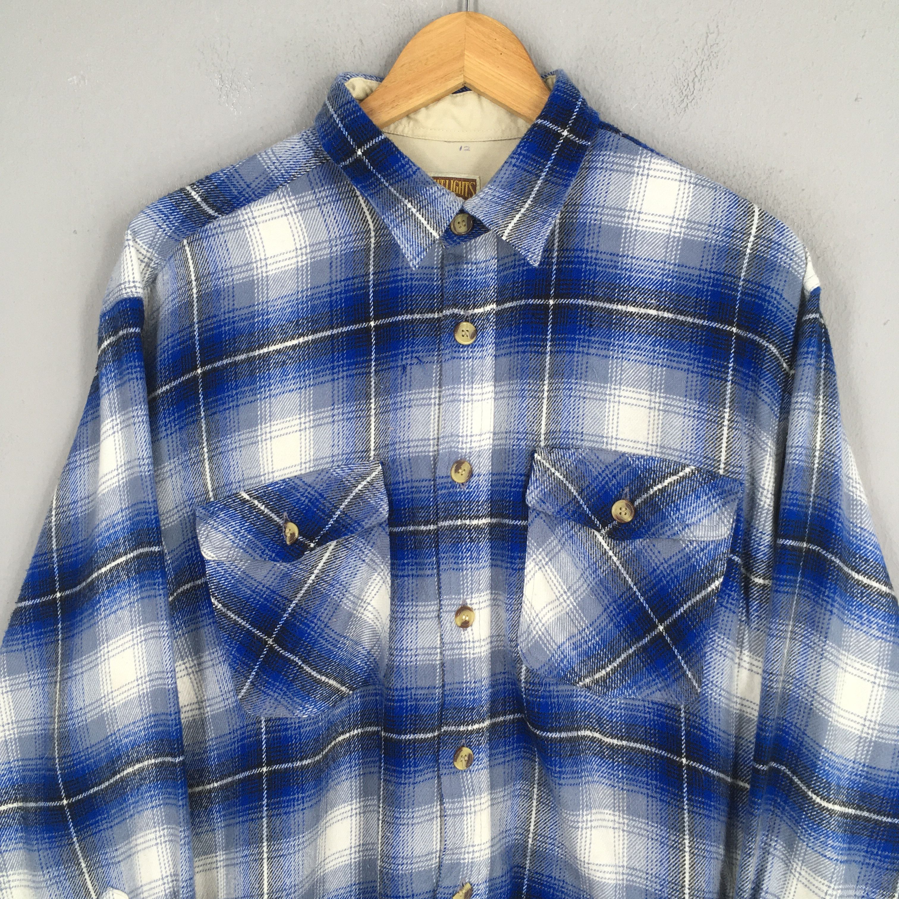Vintage Vintage 80s Plaid Shadow Tartan Checkered Flannel Shirt Size US L / EU 52-54 / 3 - 2 Thumbnail